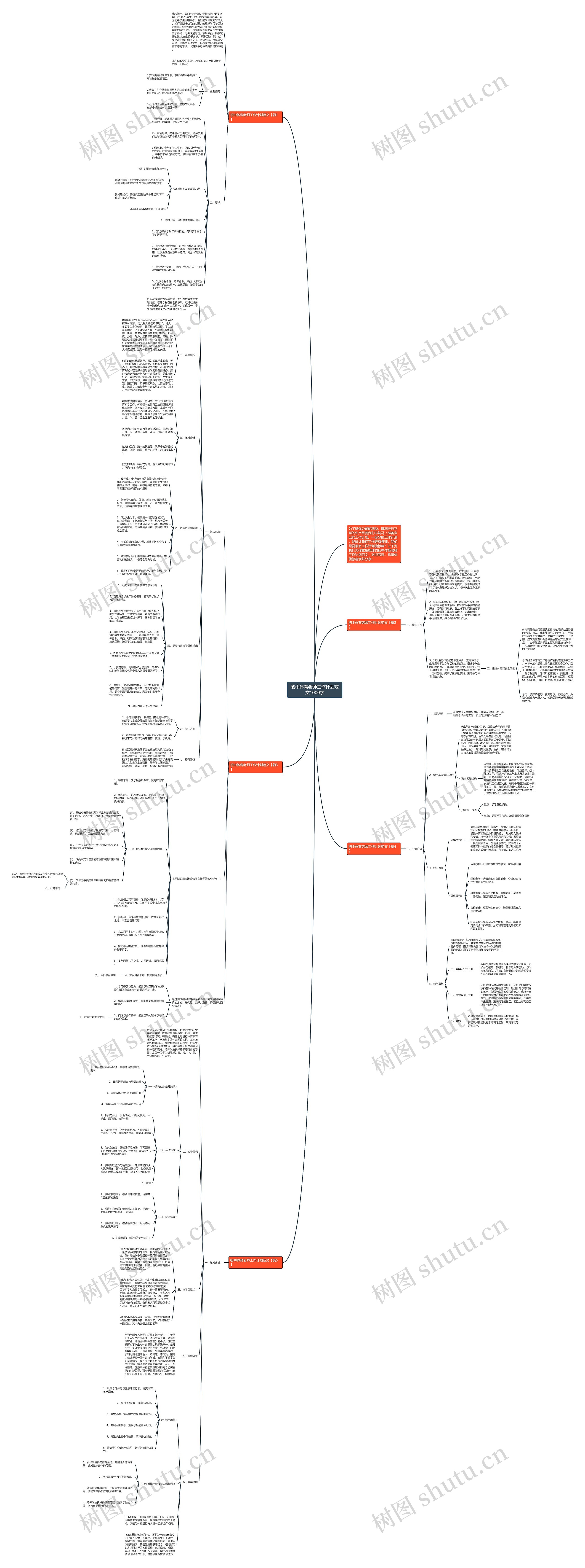 初中体育老师工作计划范文1000字思维导图