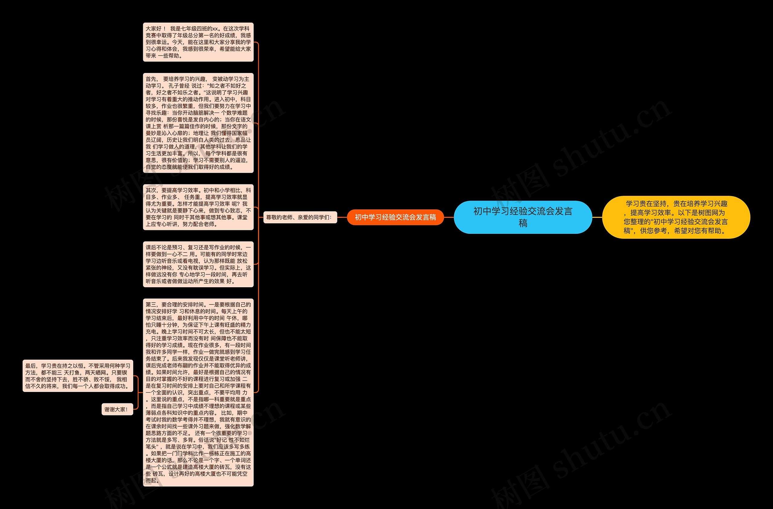 初中学习经验交流会发言稿思维导图