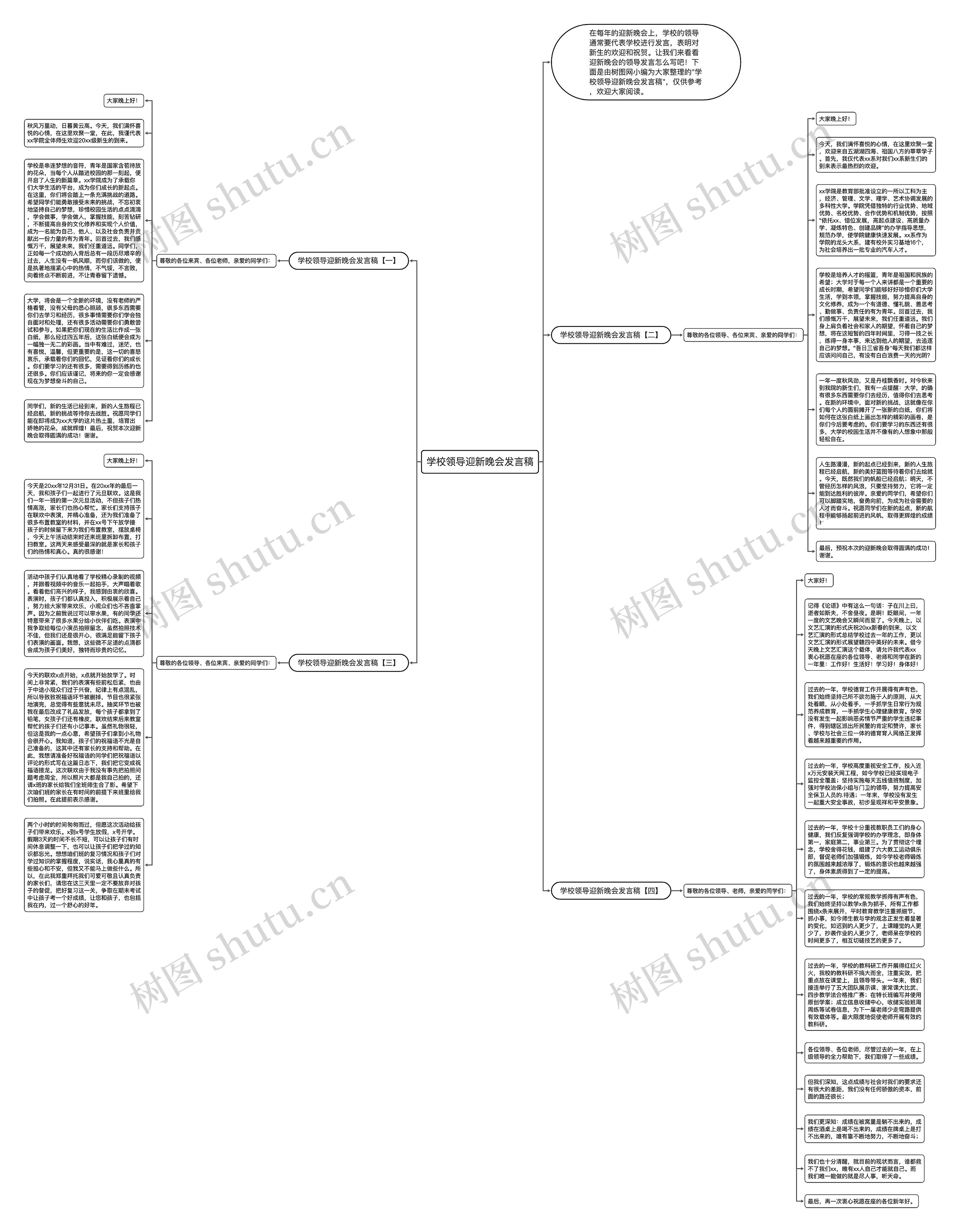 学校领导迎新晚会发言稿思维导图