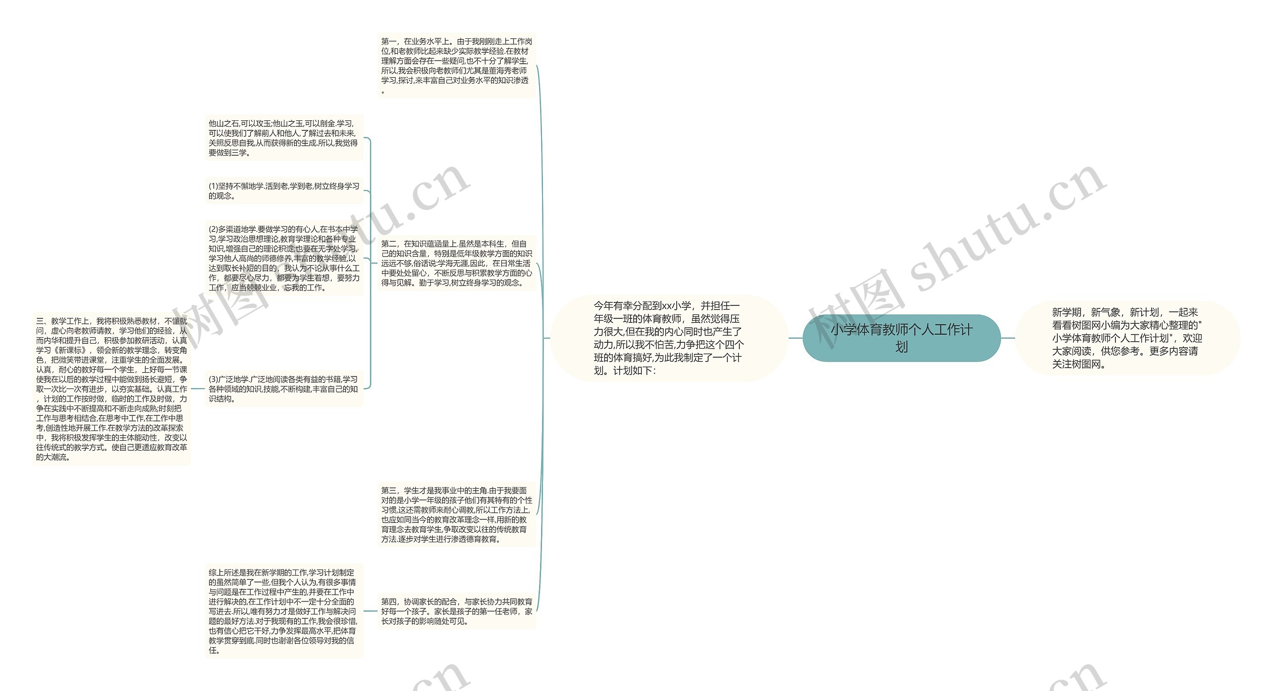 小学体育教师个人工作计划思维导图