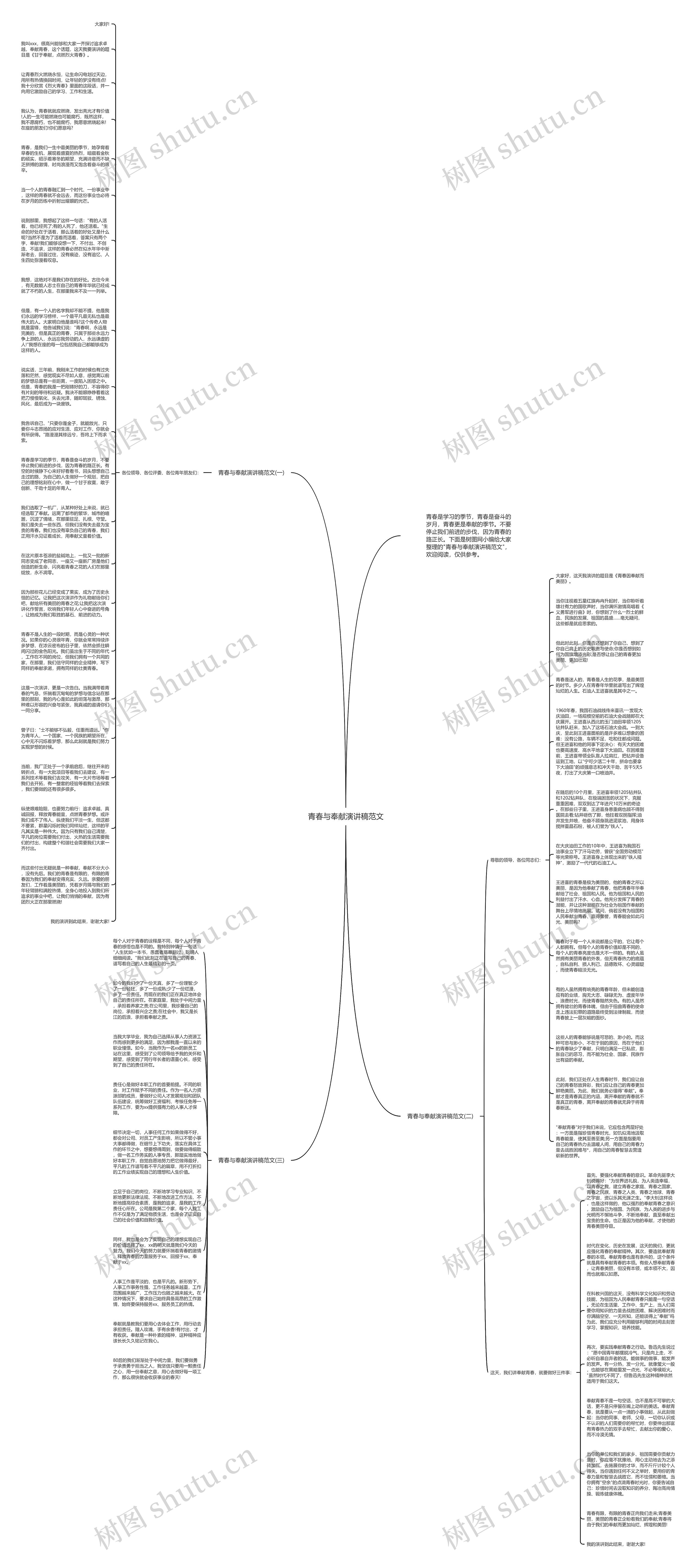 青春与奉献演讲稿范文思维导图