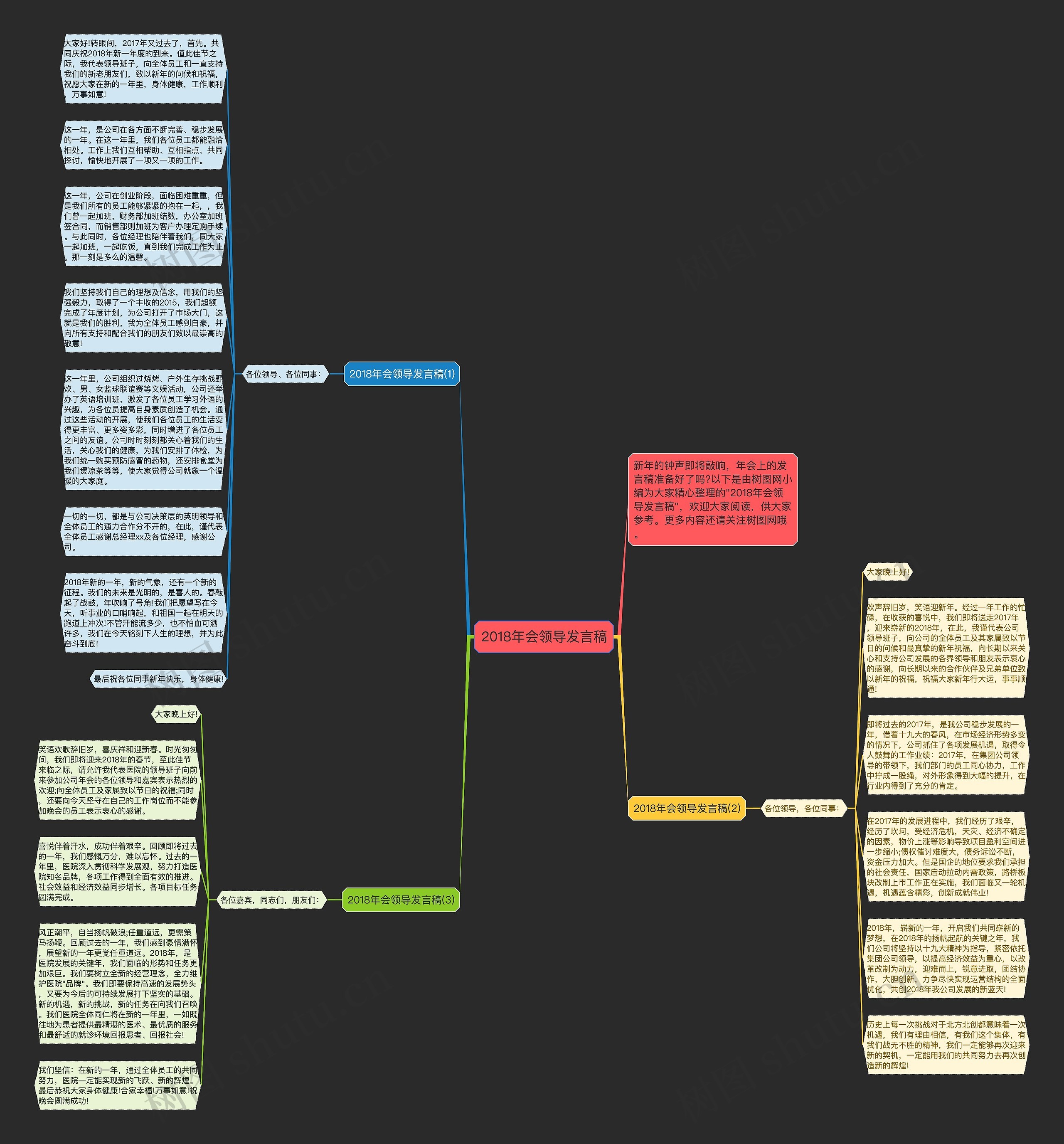 2018年会领导发言稿思维导图