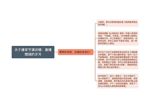 关于建军节演讲稿：激情燃烧的岁月