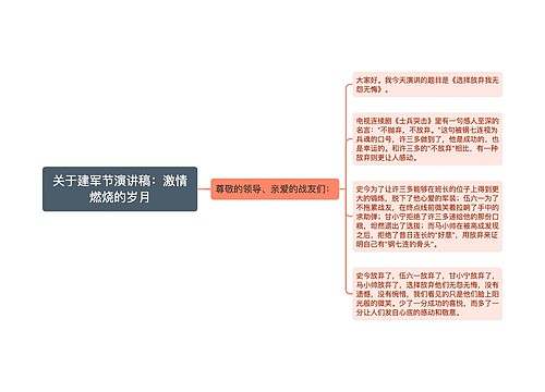 关于建军节演讲稿：激情燃烧的岁月