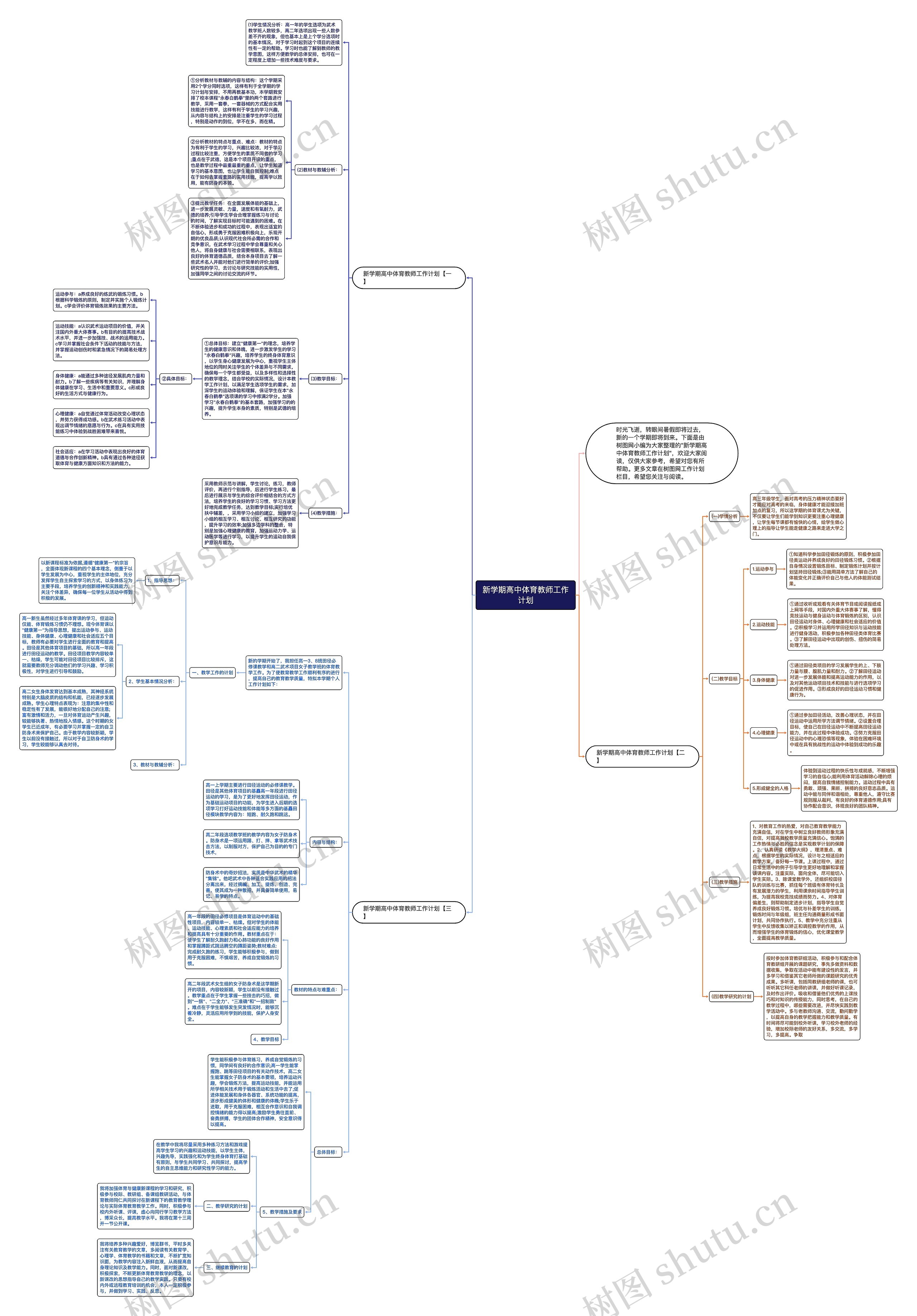 新学期高中体育教师工作计划思维导图