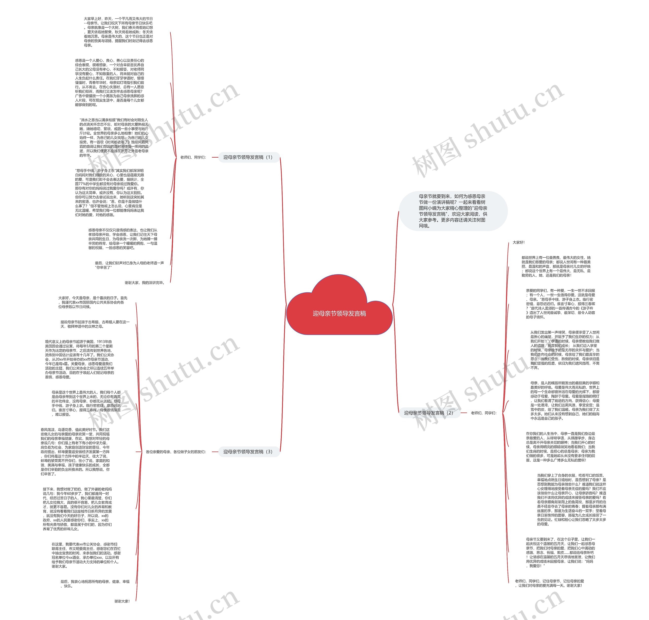 迎母亲节领导发言稿思维导图