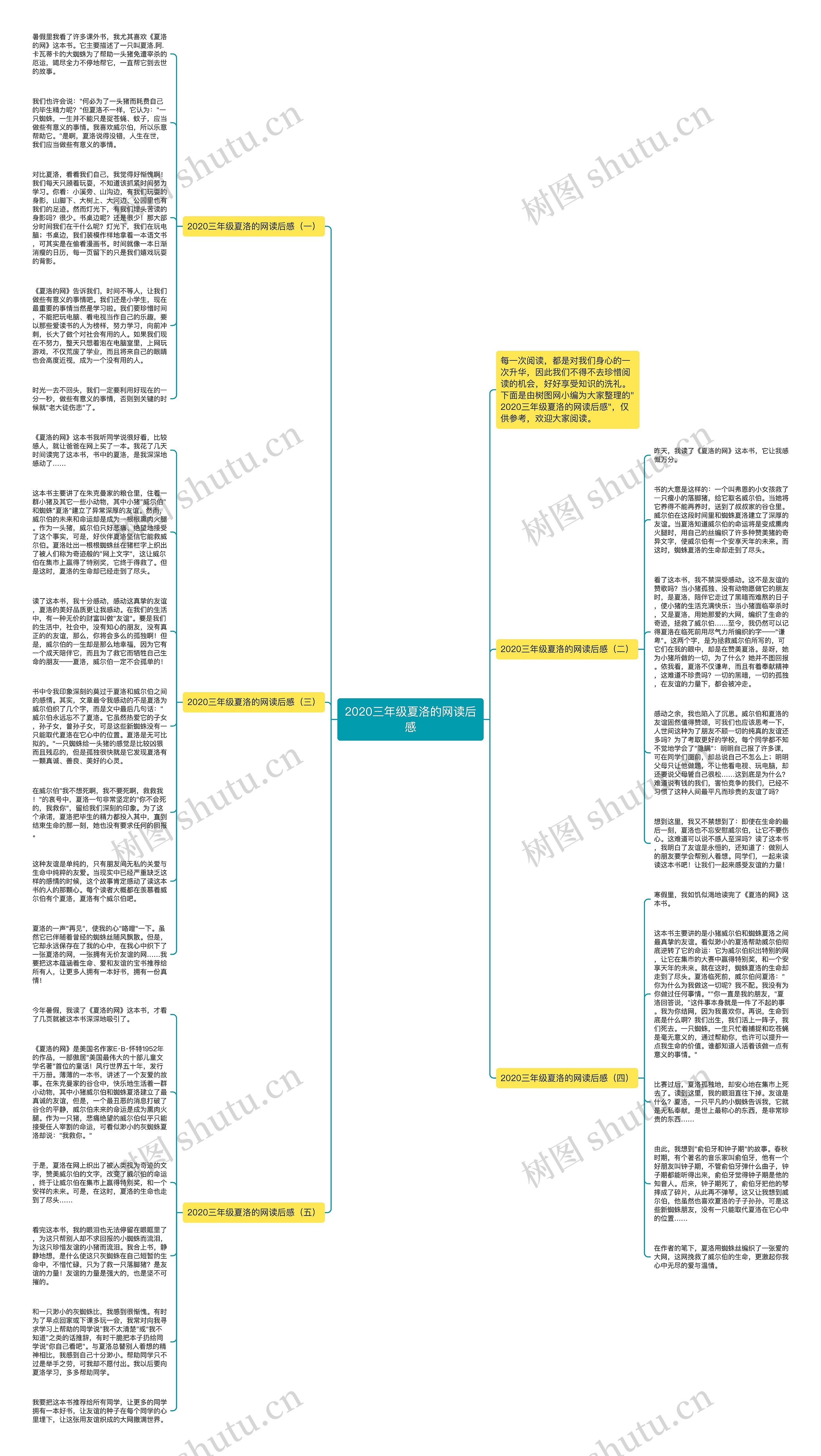 2020三年级夏洛的网读后感思维导图
