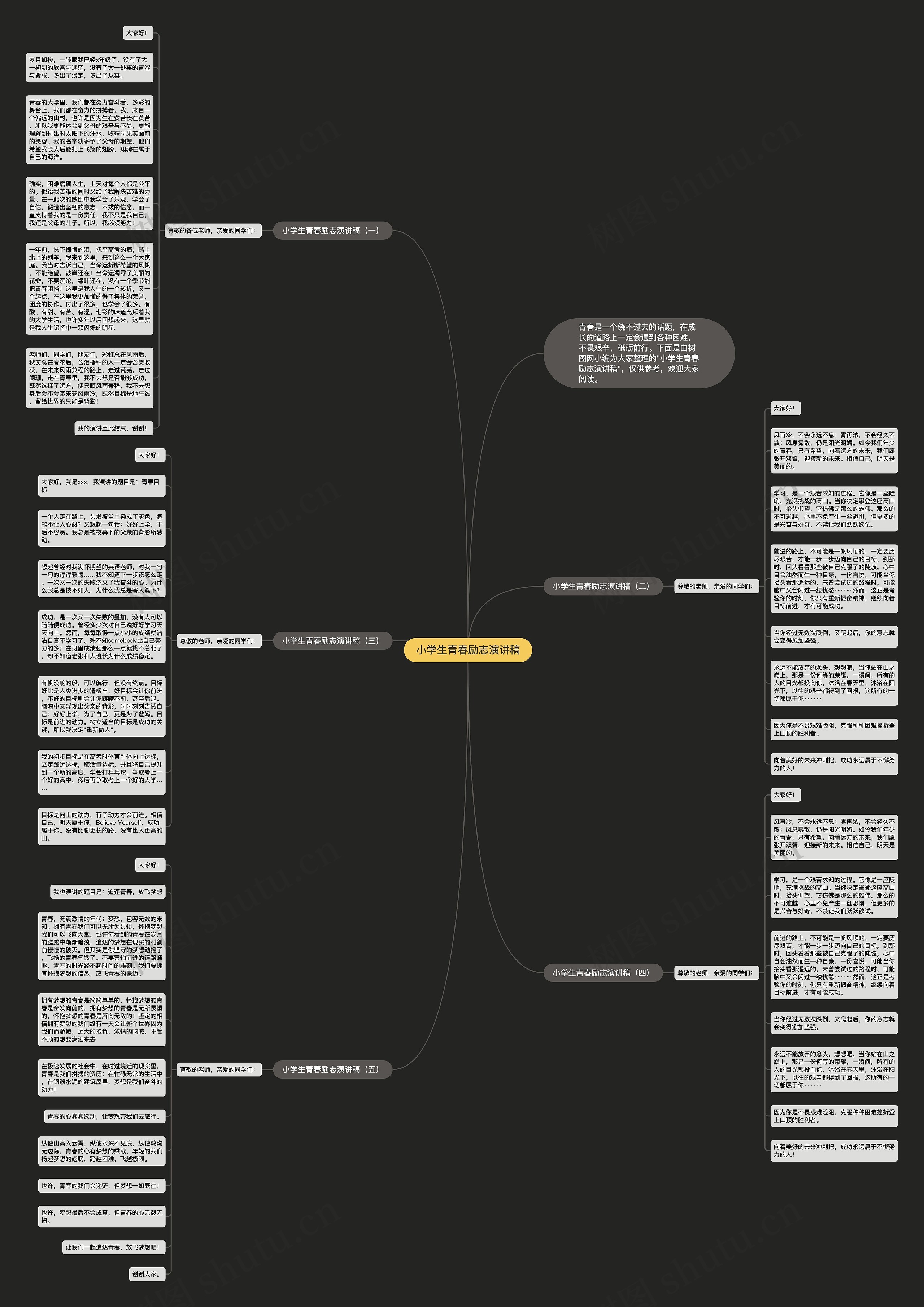 小学生青春励志演讲稿思维导图
