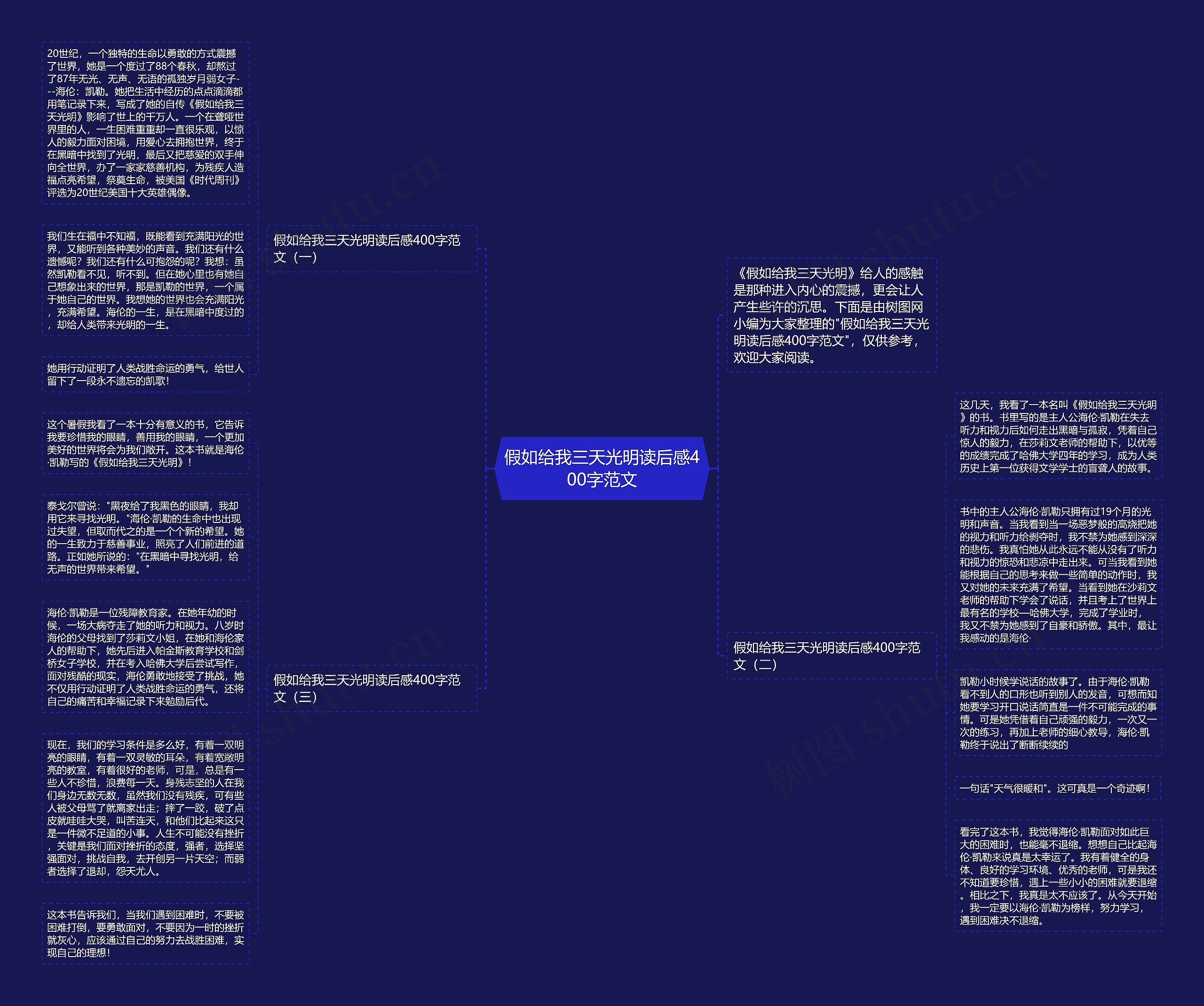 假如给我三天光明读后感400字范文思维导图