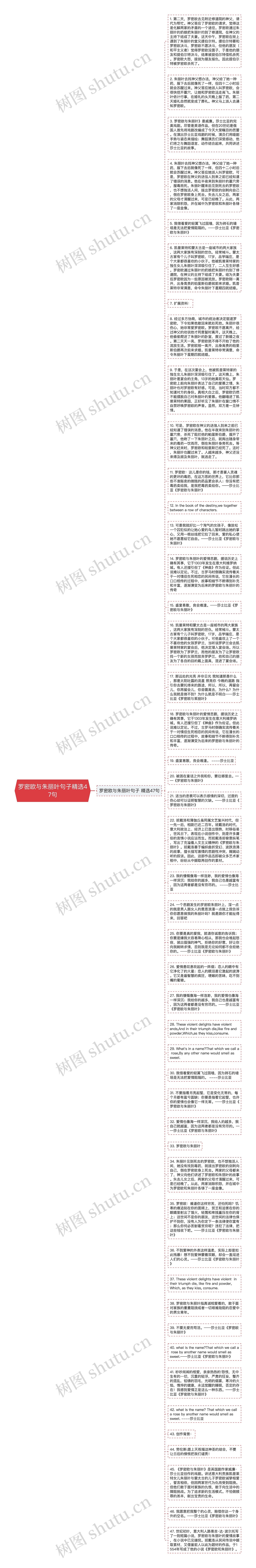 罗密欧与朱丽叶句子精选47句思维导图