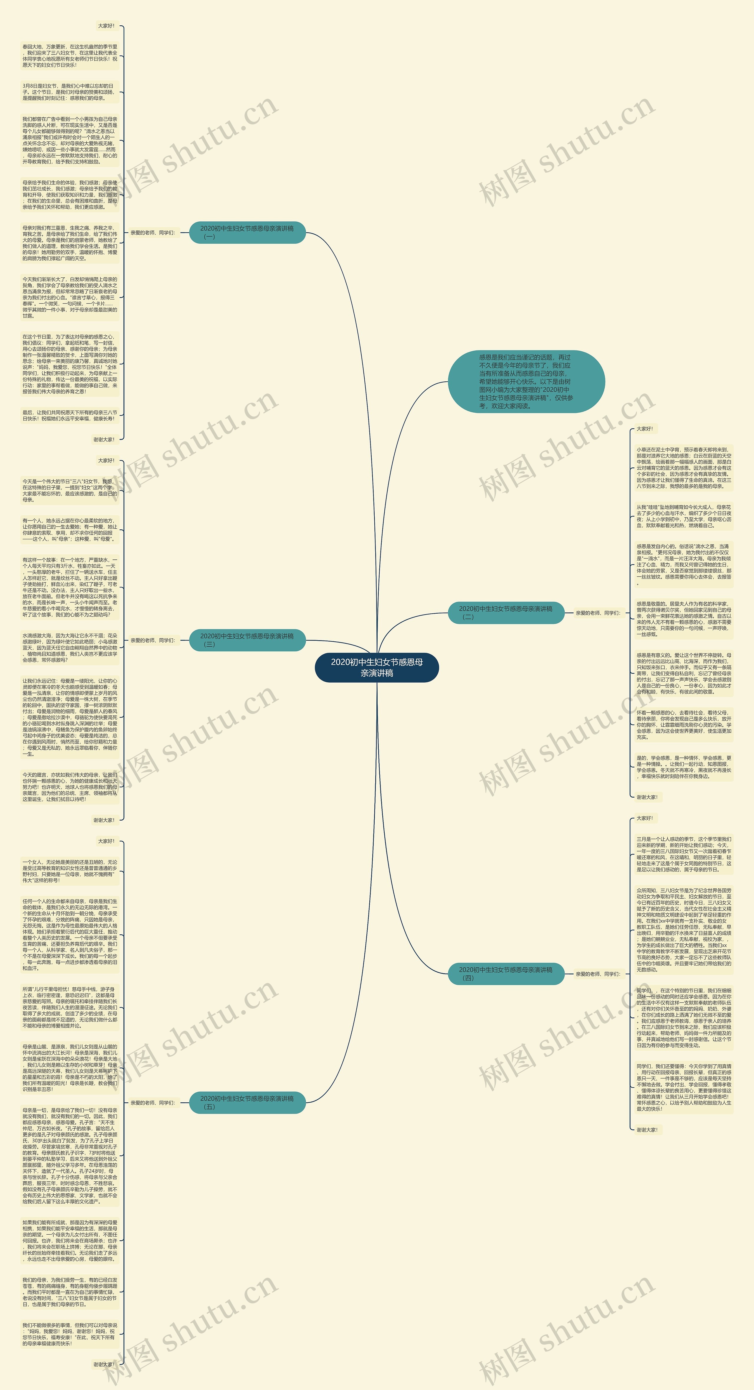 2020初中生妇女节感恩母亲演讲稿思维导图