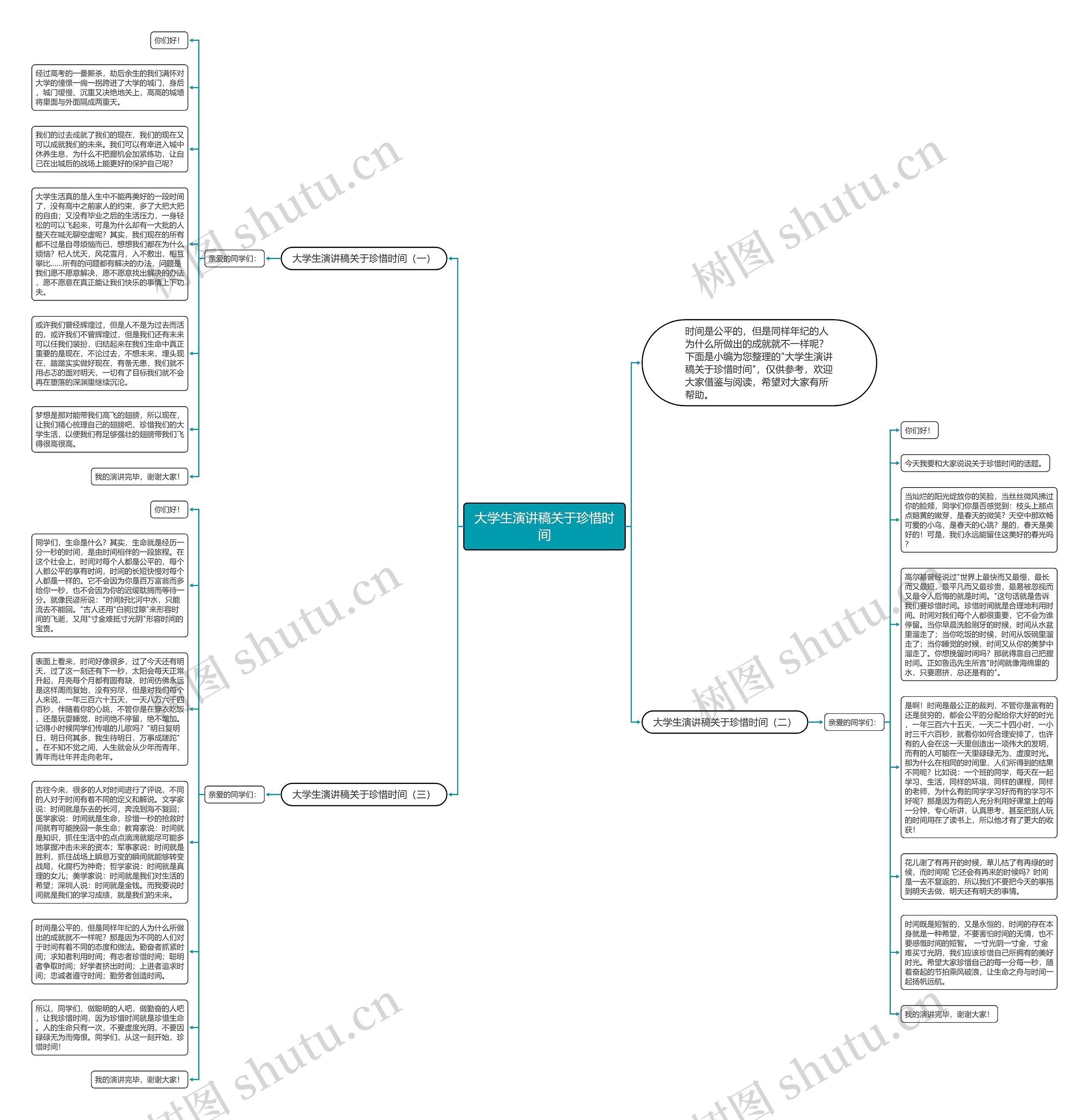 大学生演讲稿关于珍惜时间思维导图