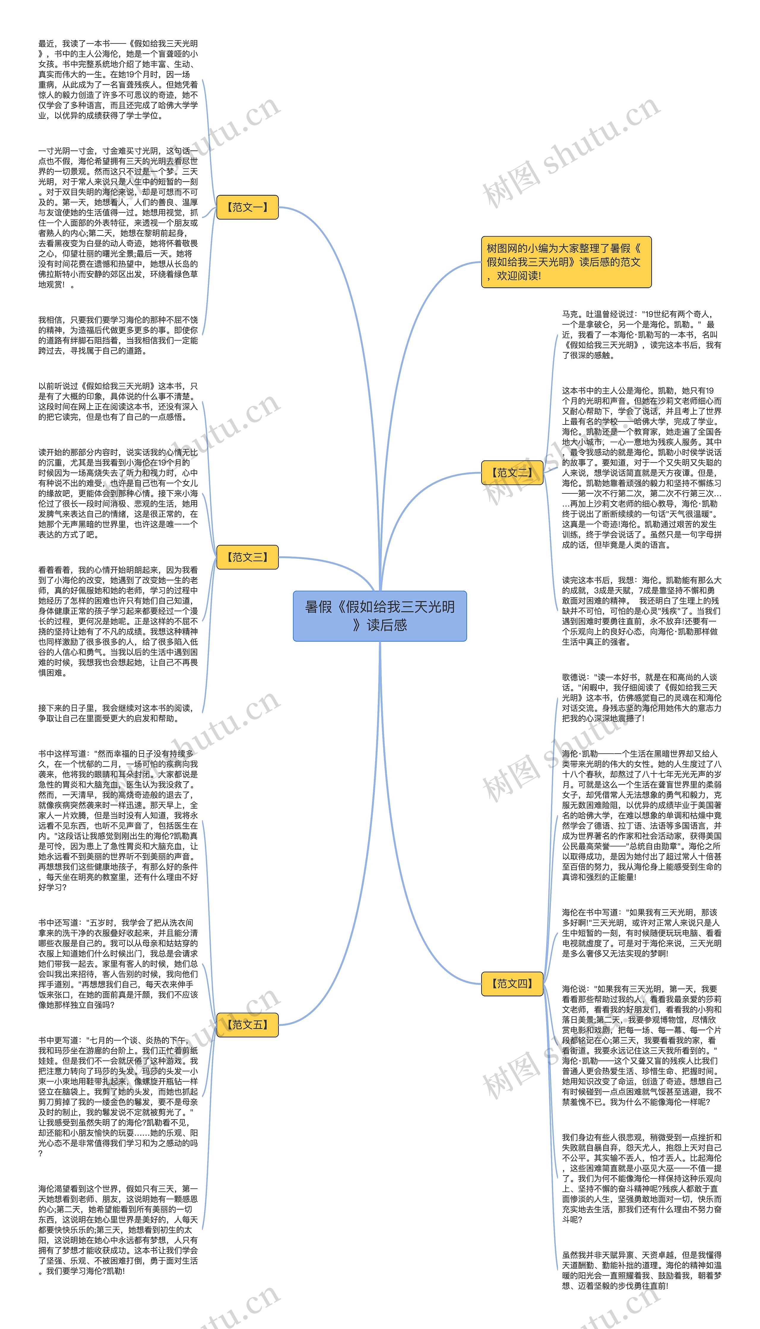 暑假《假如给我三天光明》读后感思维导图