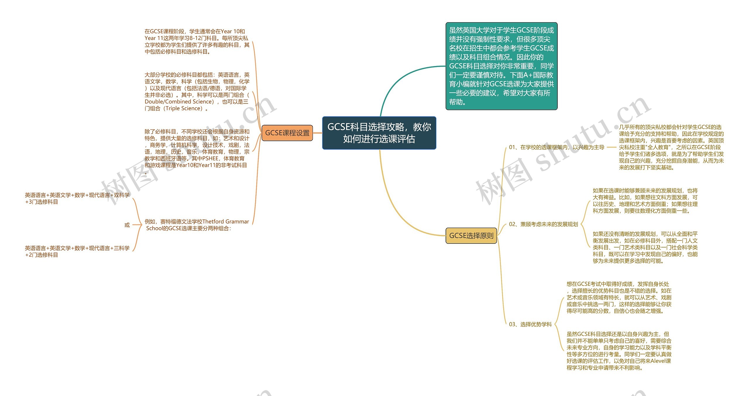 GCSE科目选择攻略，教你如何进行选课评估思维导图