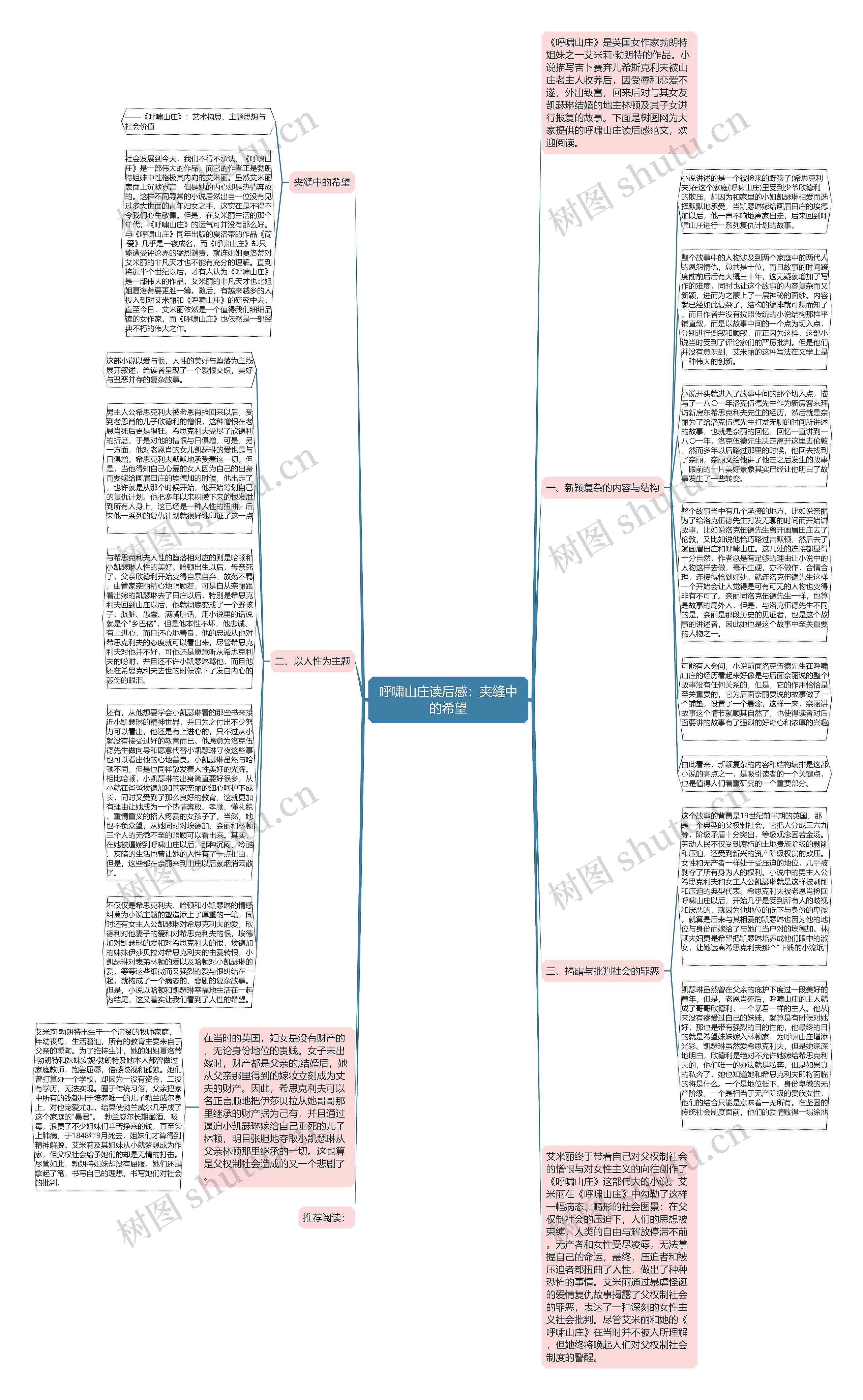 呼啸山庄读后感：夹缝中的希望思维导图