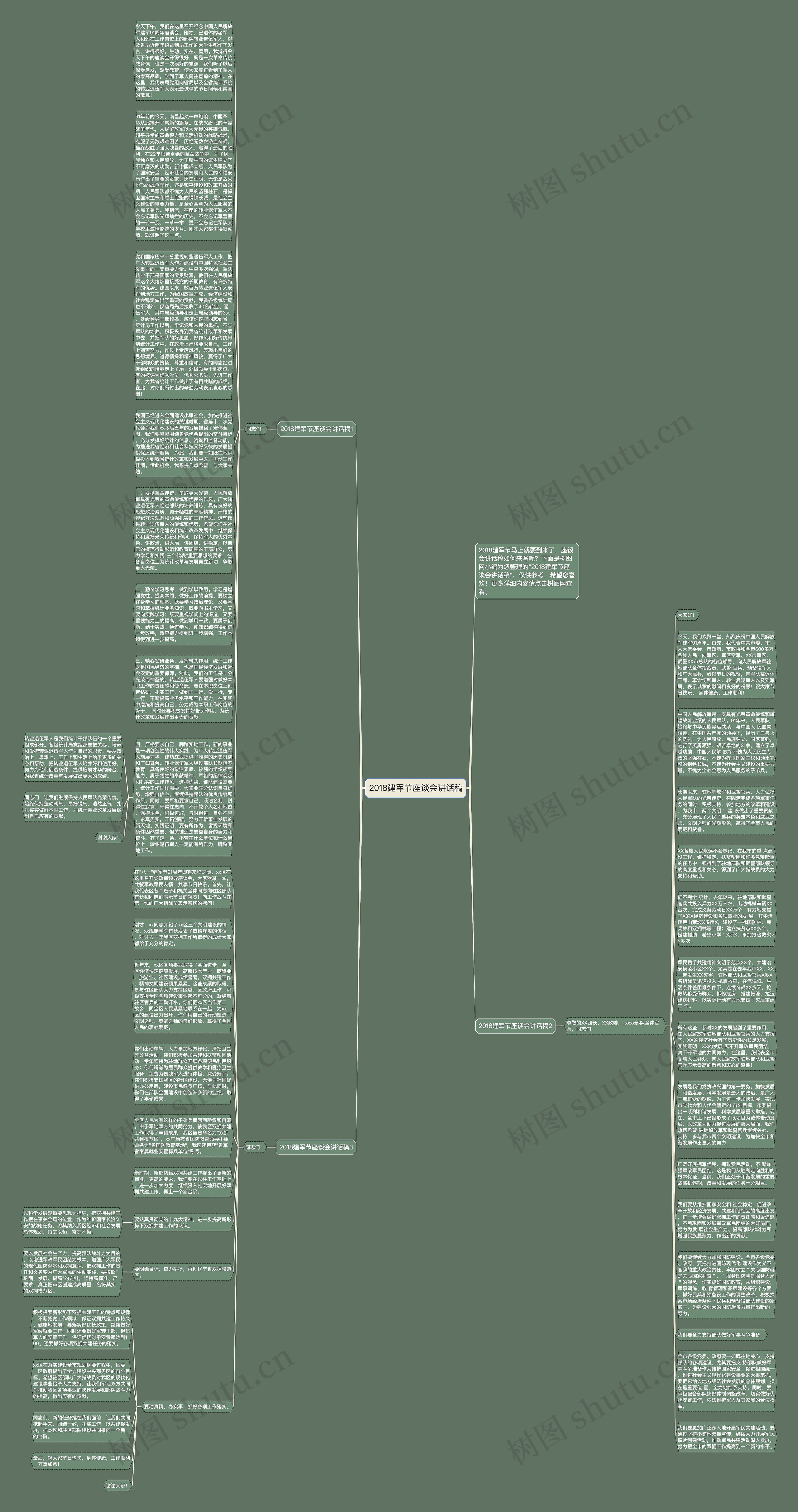 2018建军节座谈会讲话稿思维导图