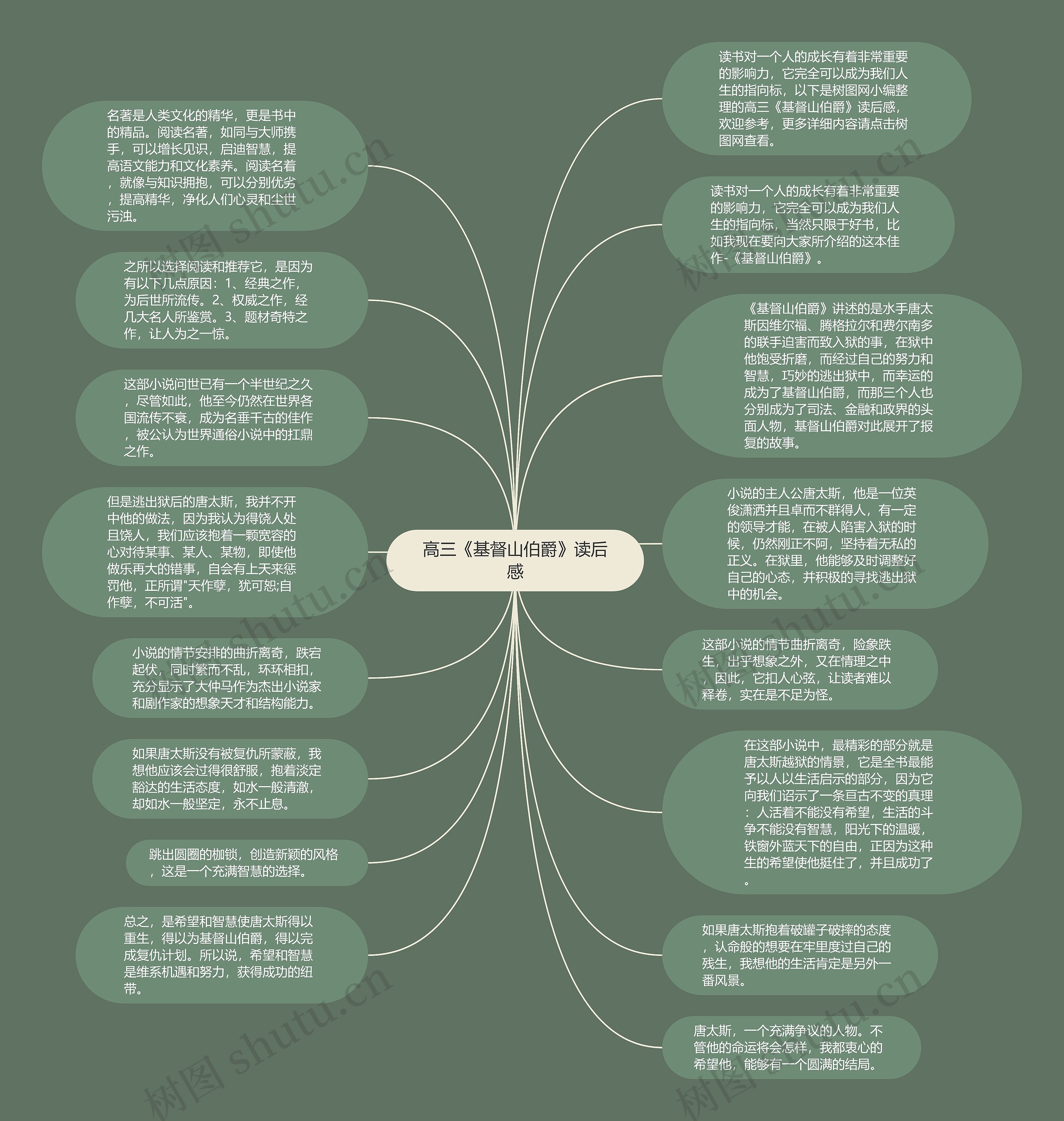 高三《基督山伯爵》读后感思维导图