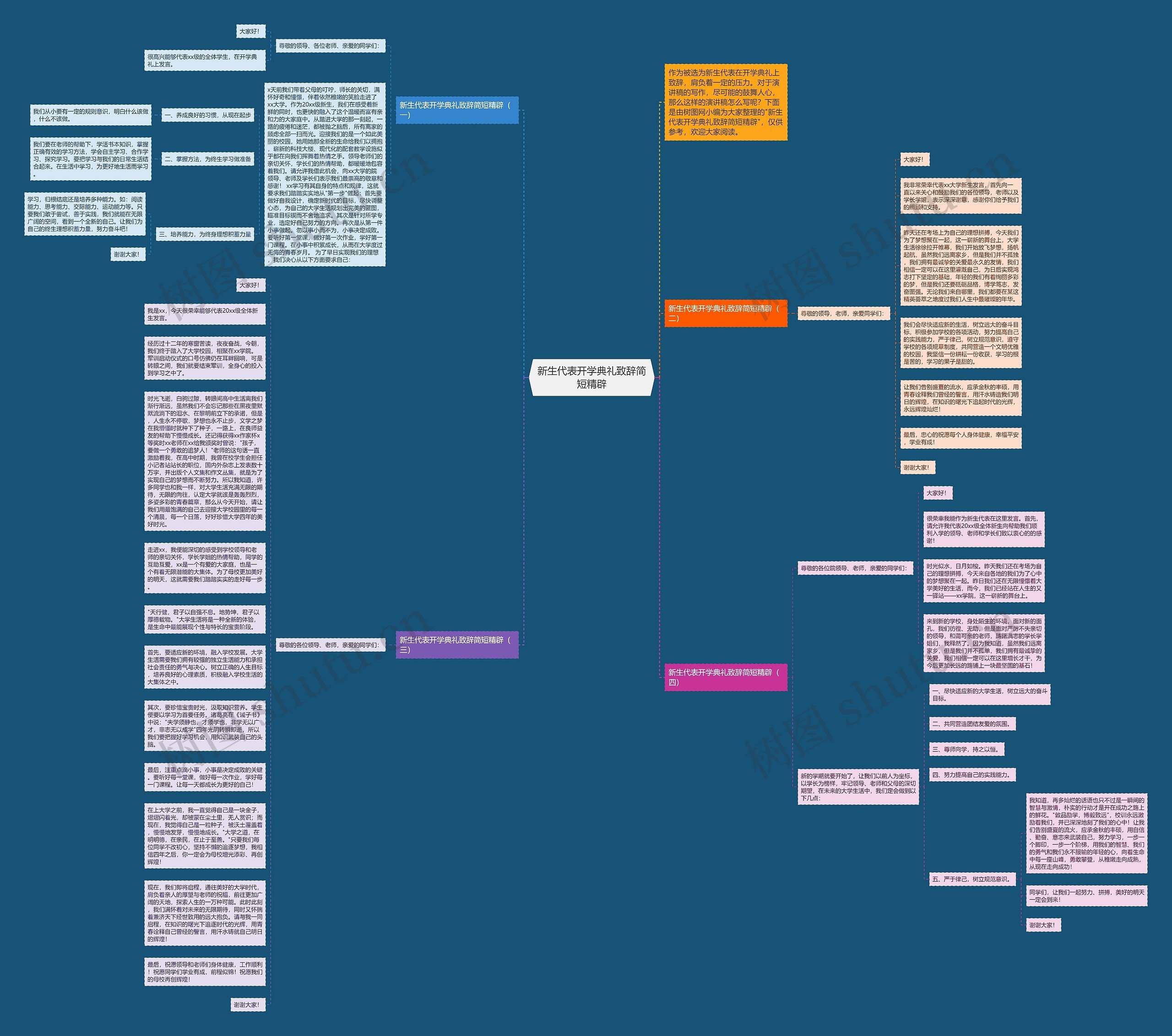 新生代表开学典礼致辞简短精辟思维导图