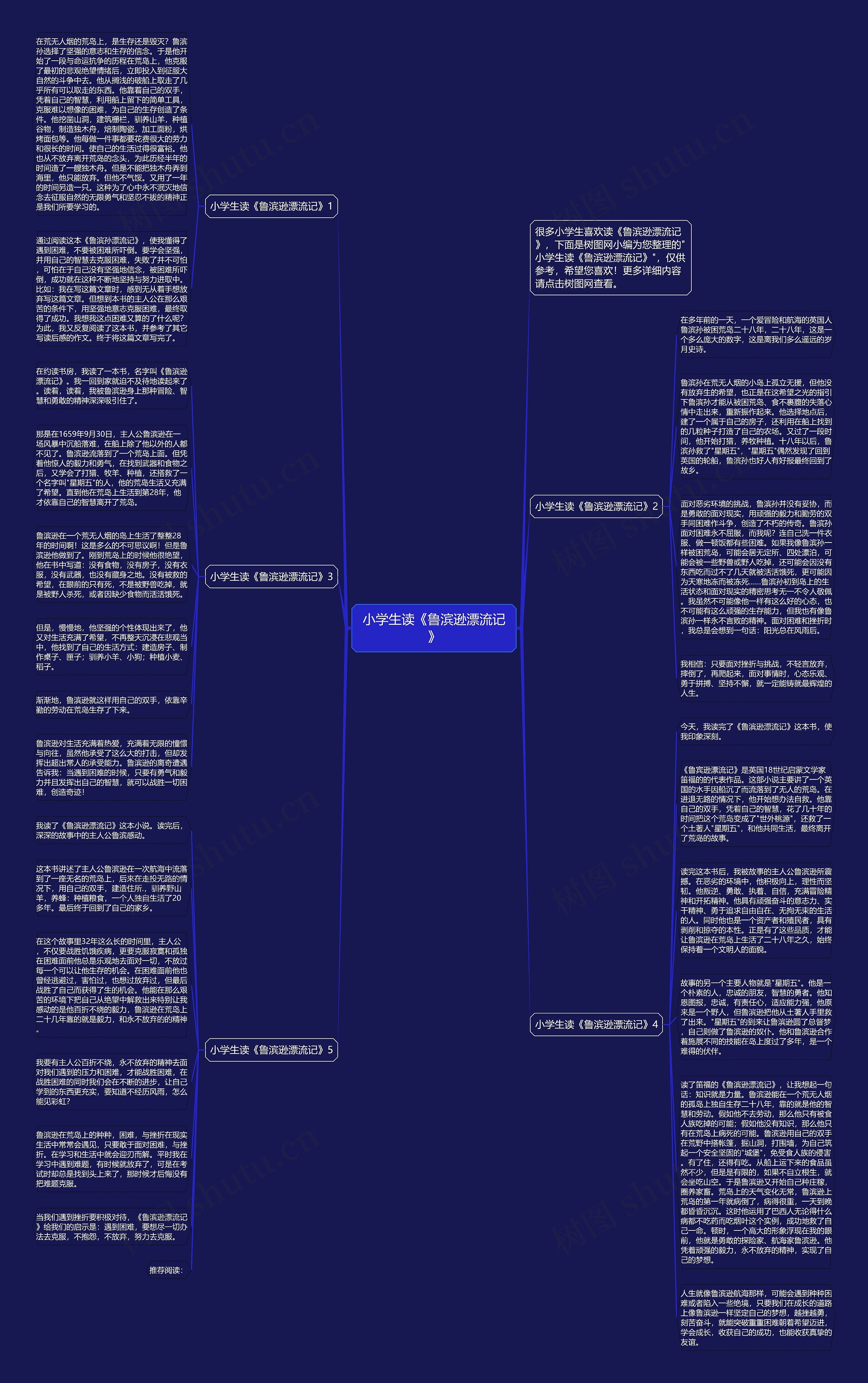 小学生读《鲁滨逊漂流记》思维导图