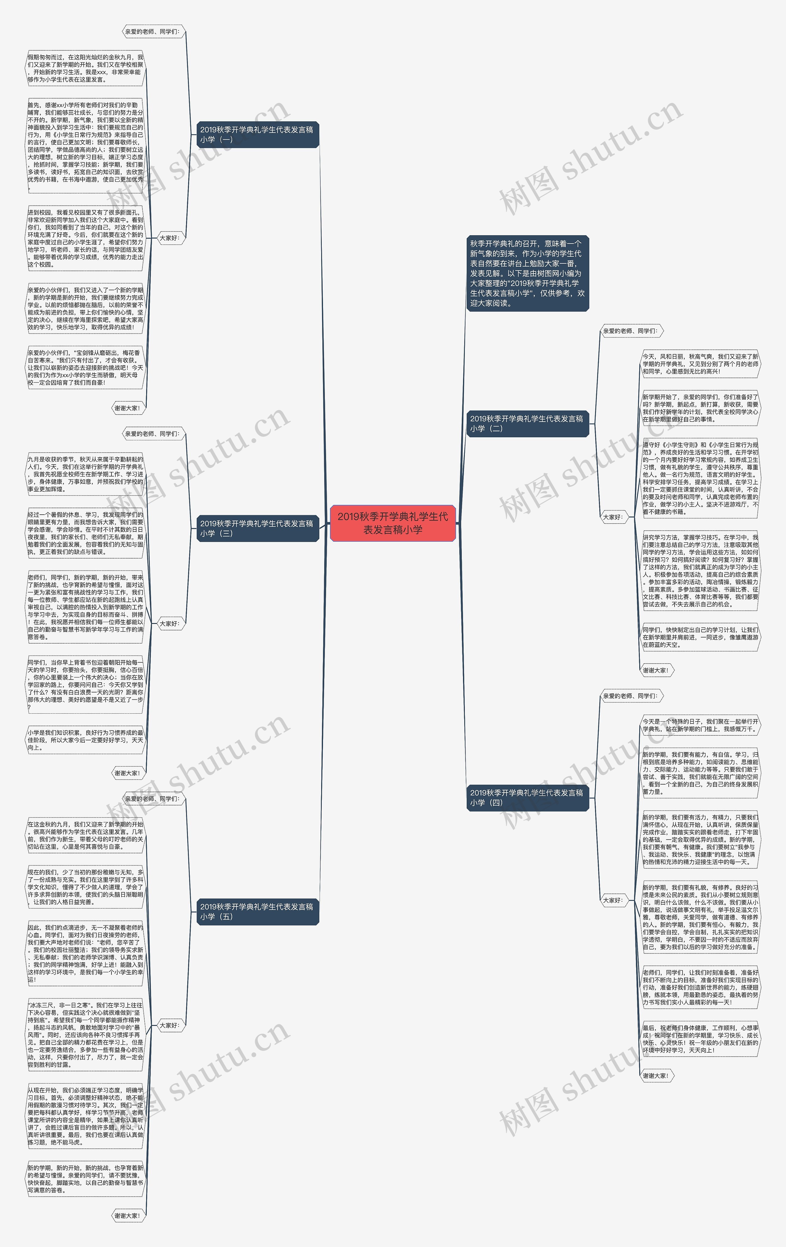 2019秋季开学典礼学生代表发言稿小学思维导图