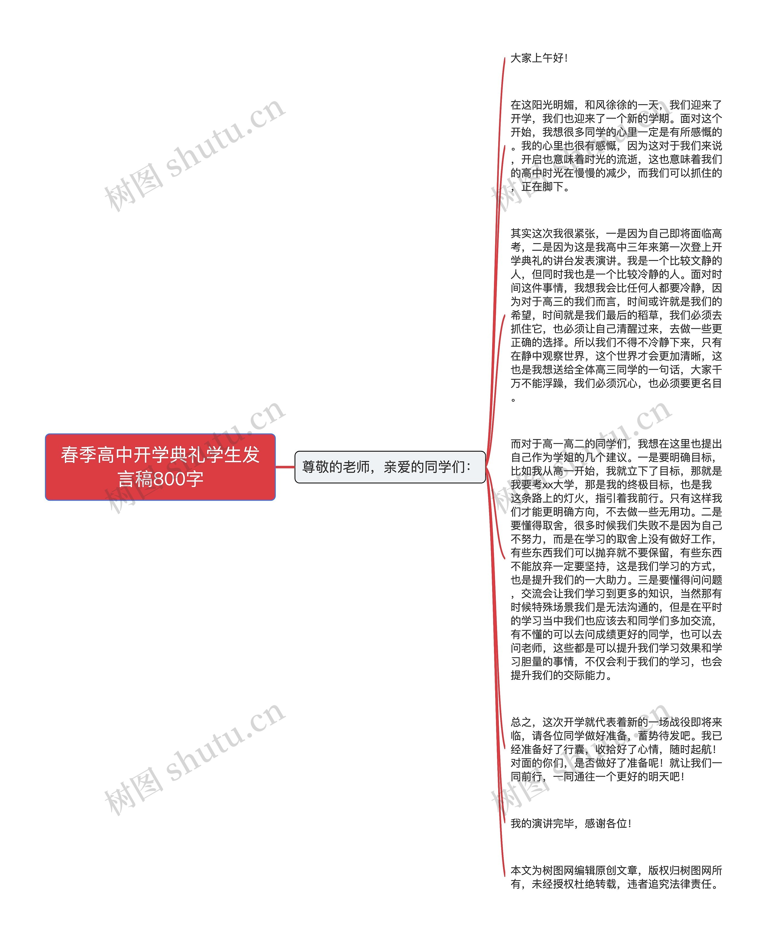 春季高中开学典礼学生发言稿800字思维导图