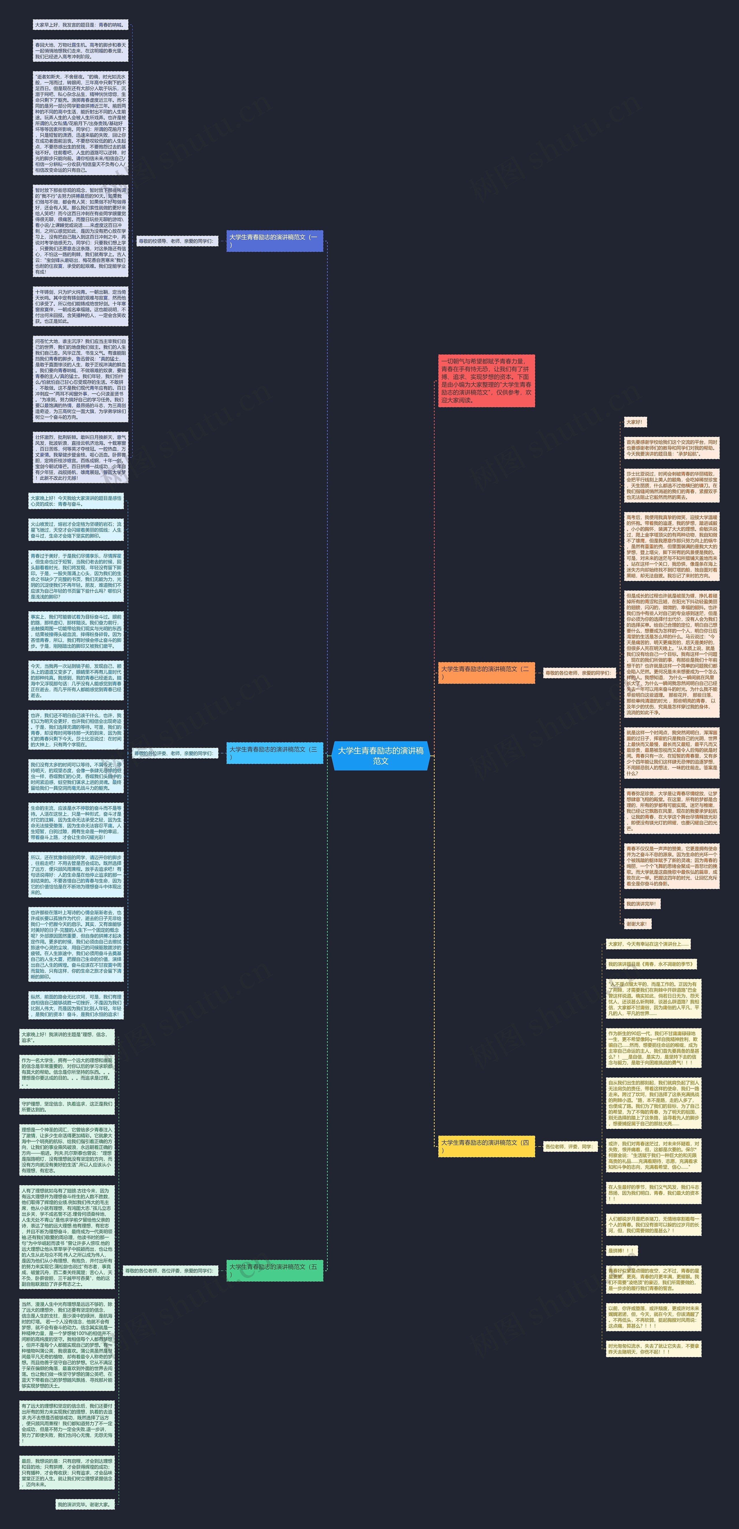 大学生青春励志的演讲稿范文思维导图