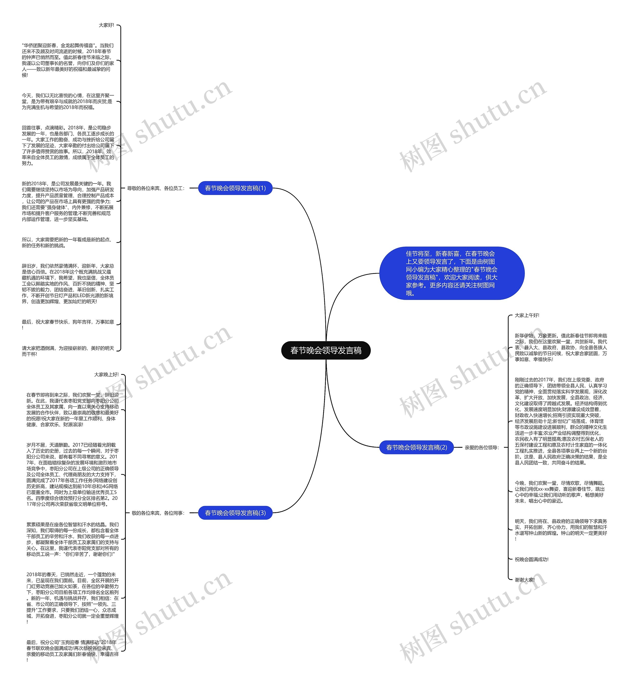 春节晚会领导发言稿思维导图