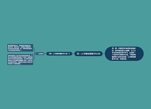 高一上学期地理教学计划