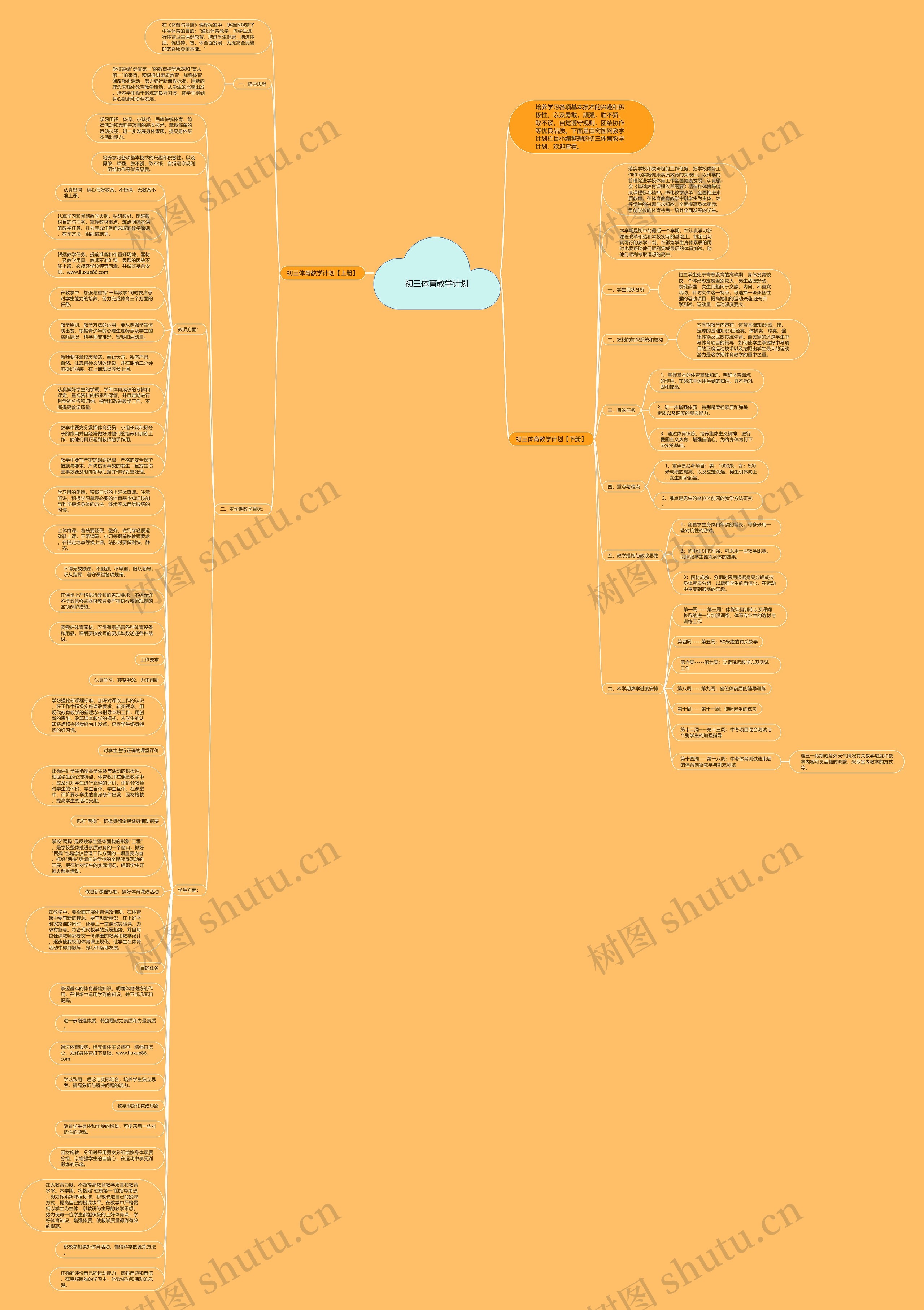 初三体育教学计划思维导图