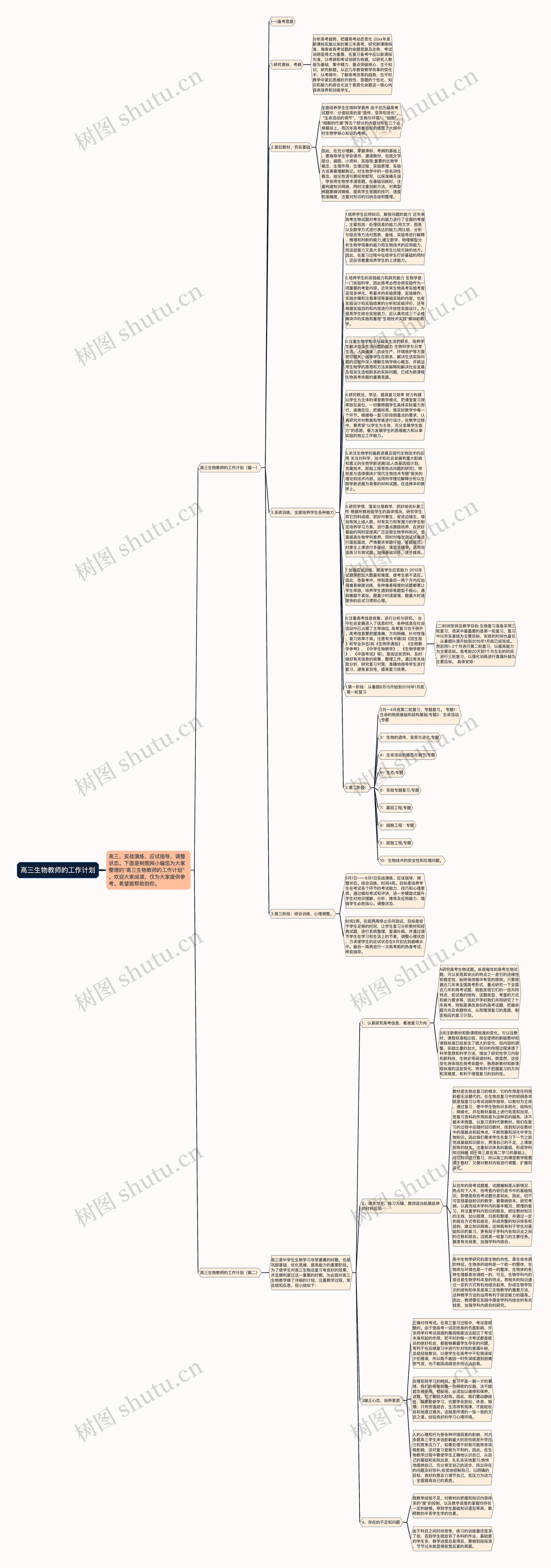 高三生物教师的工作计划思维导图