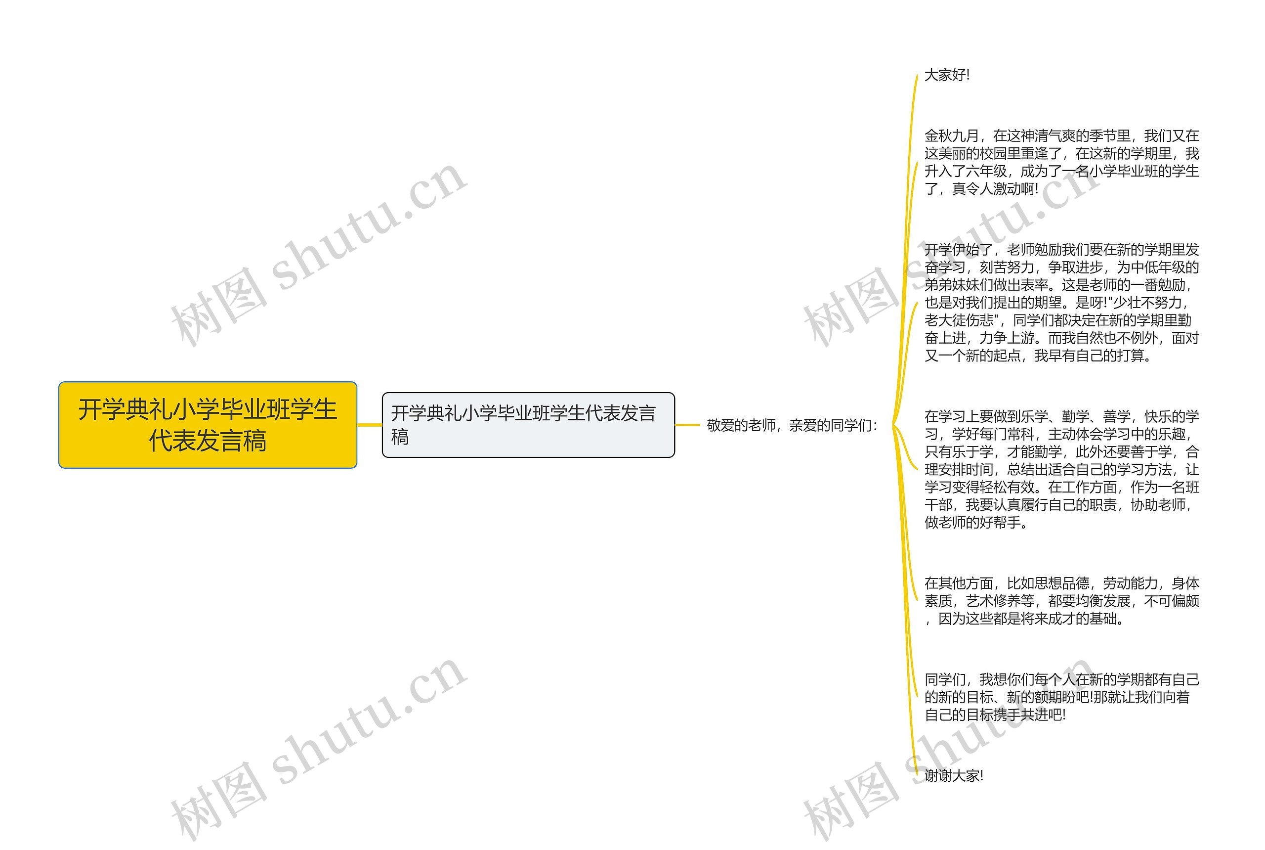 开学典礼小学毕业班学生代表发言稿思维导图