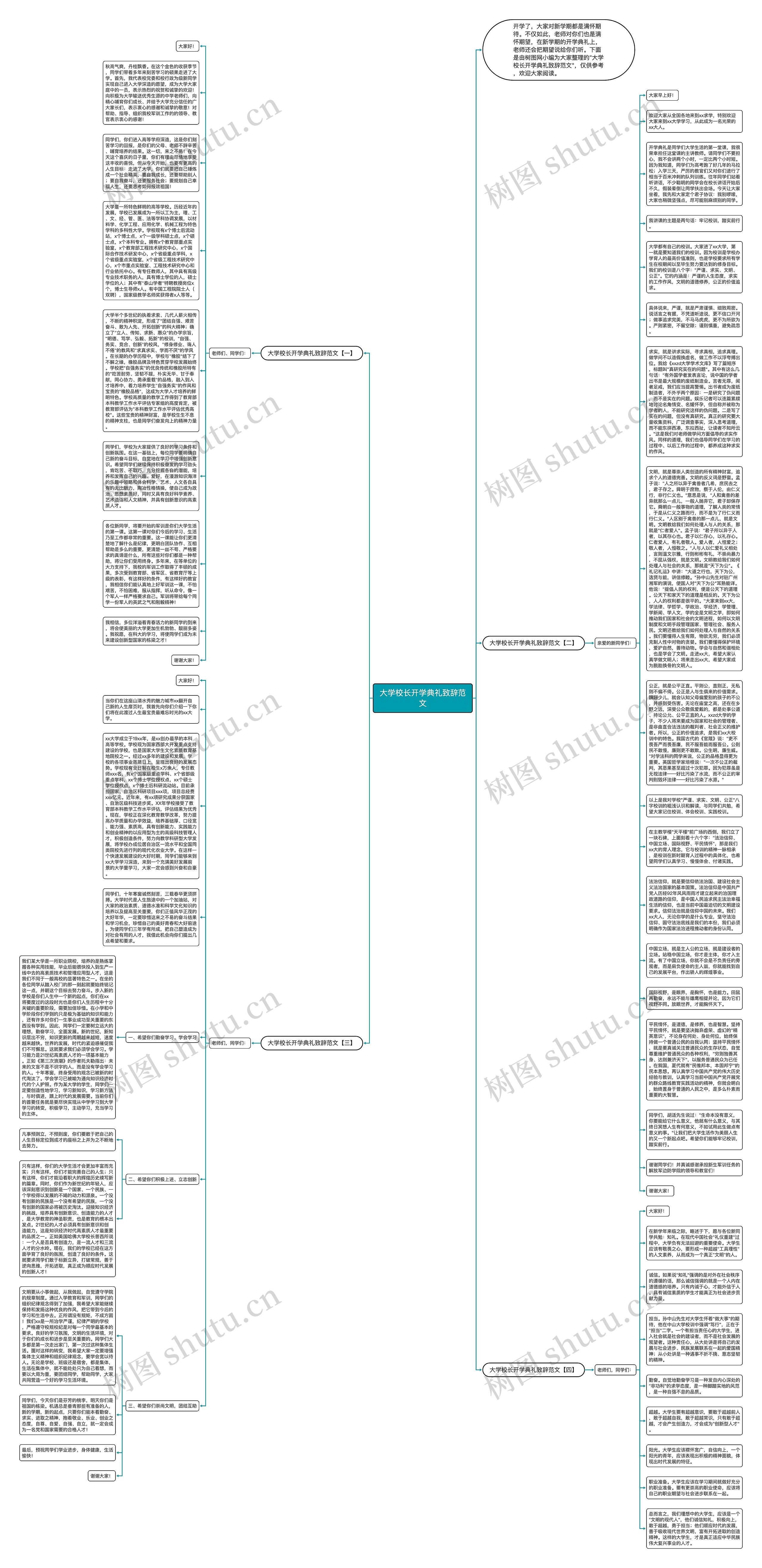 大学校长开学典礼致辞范文思维导图