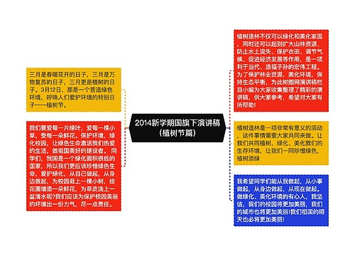 2014新学期国旗下演讲稿（植树节篇）