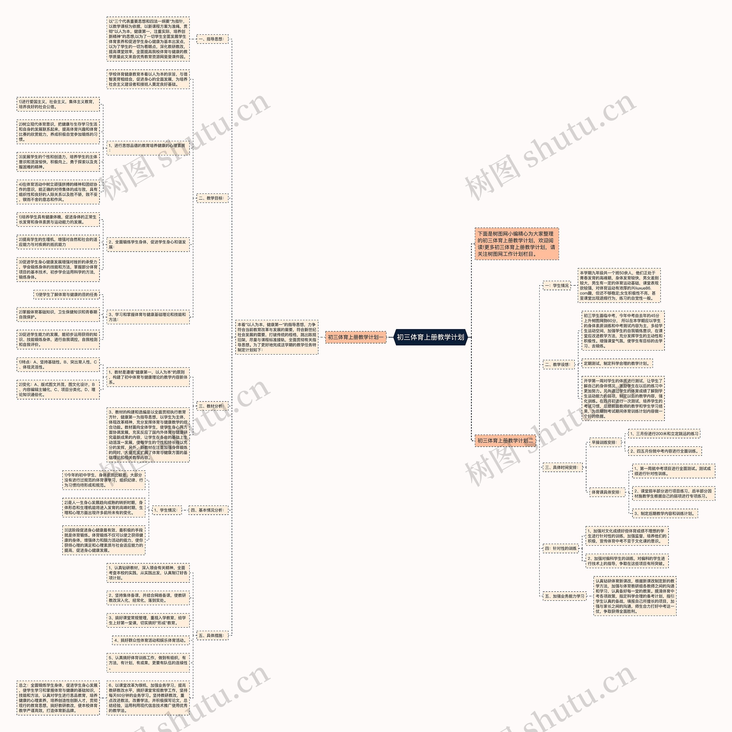 初三体育上册教学计划思维导图