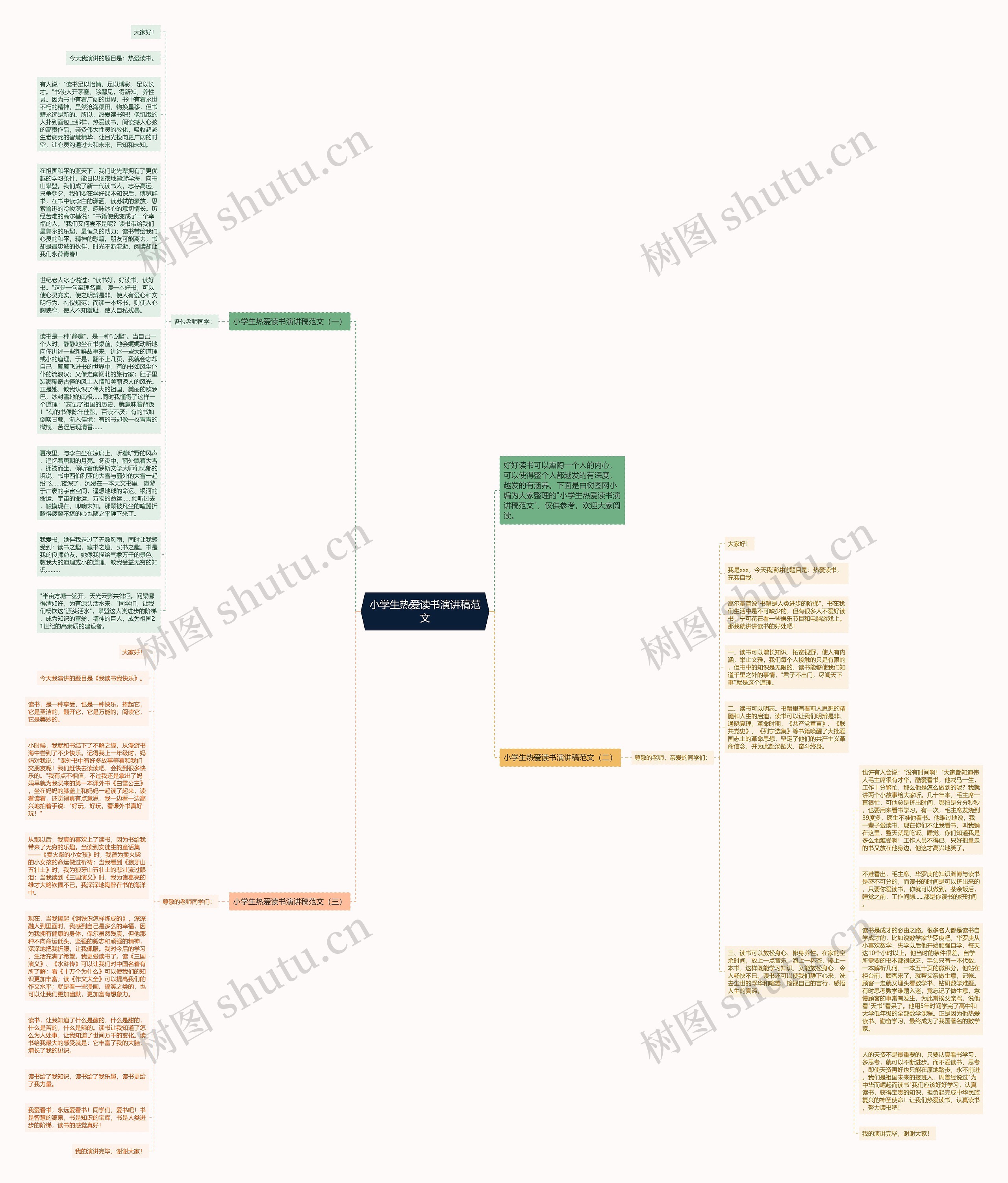 小学生热爱读书演讲稿范文思维导图