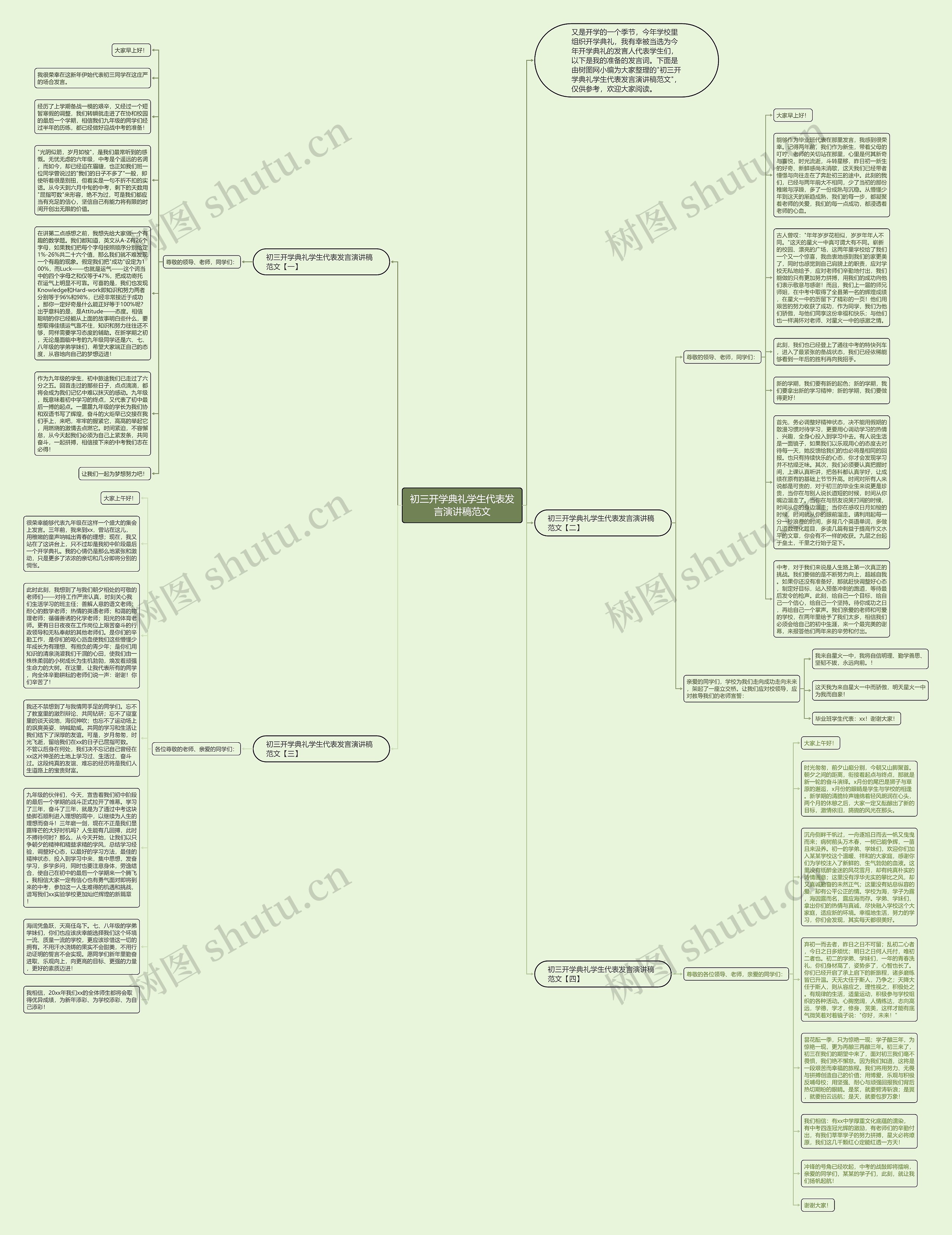 初三开学典礼学生代表发言演讲稿范文思维导图