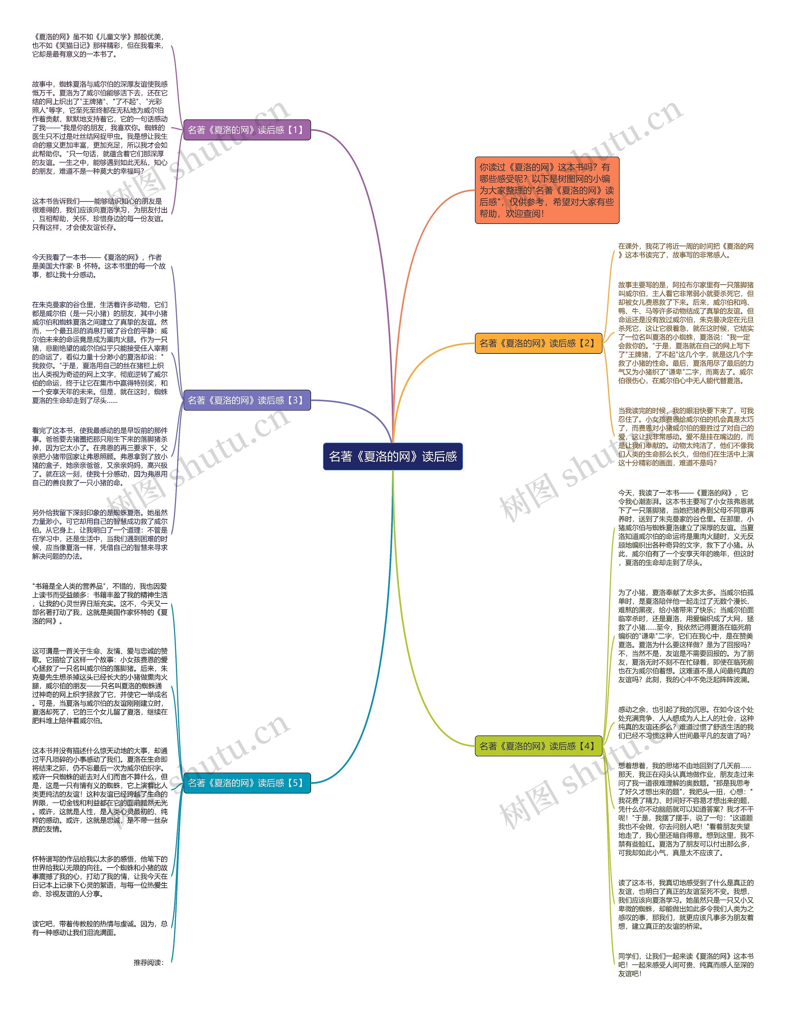 名著《夏洛的网》读后感思维导图