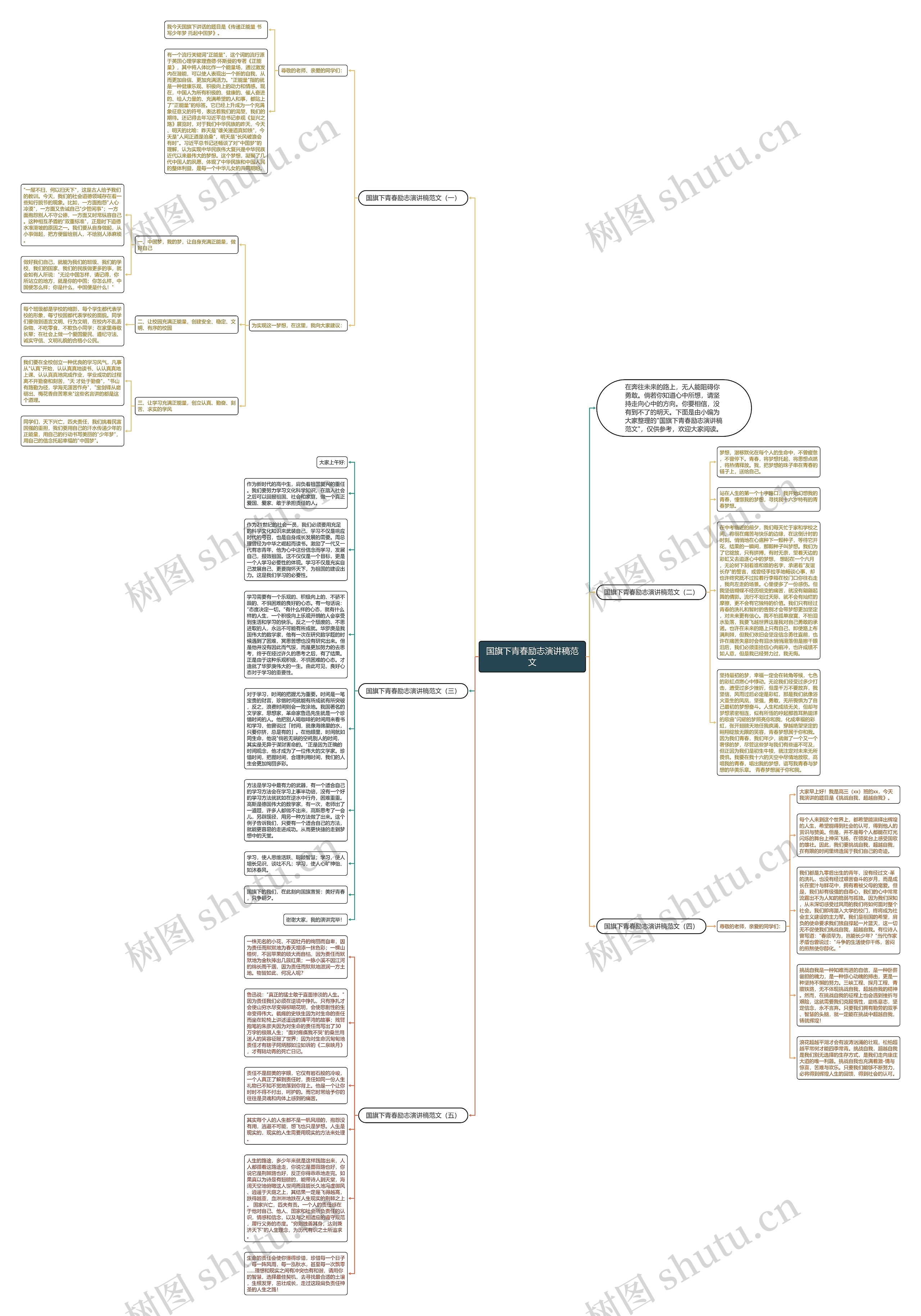 国旗下青春励志演讲稿范文思维导图