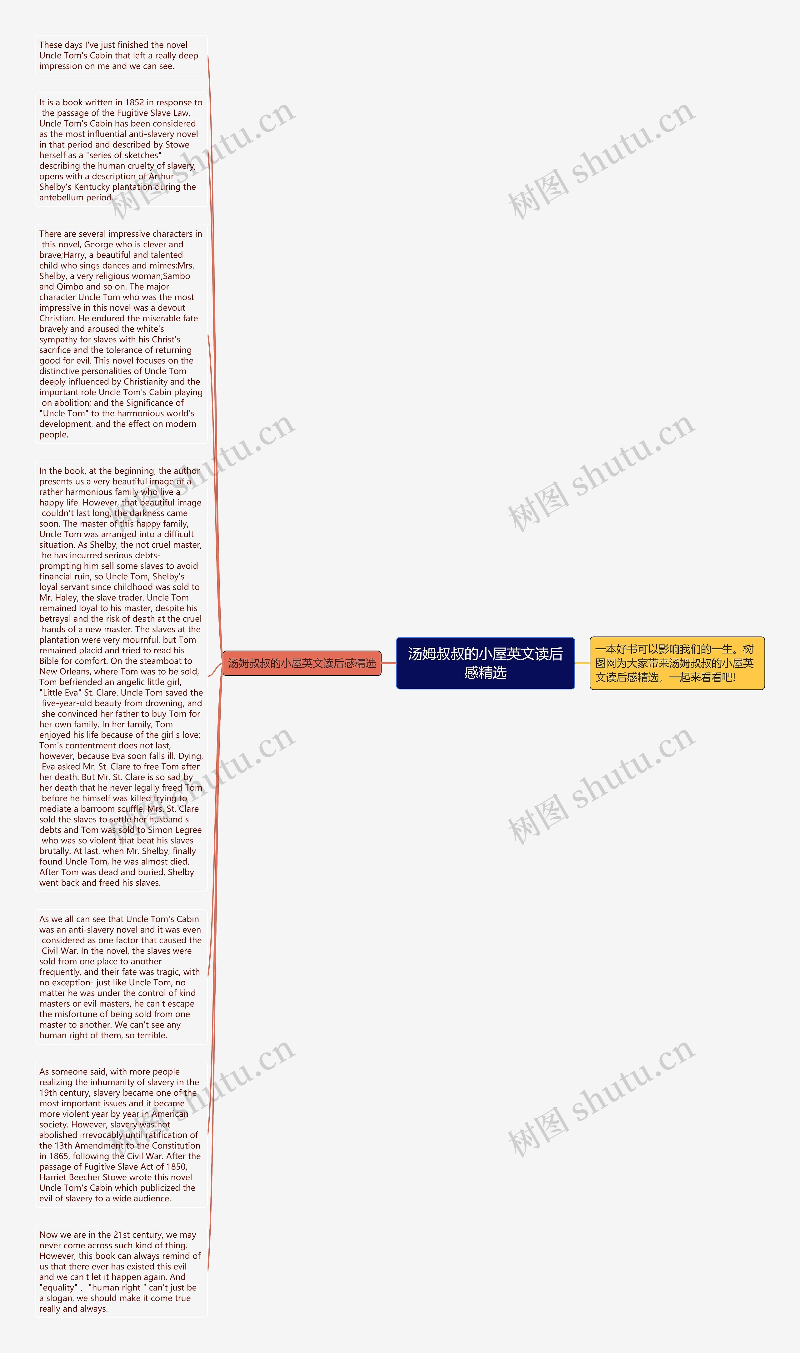 汤姆叔叔的小屋英文读后感精选思维导图