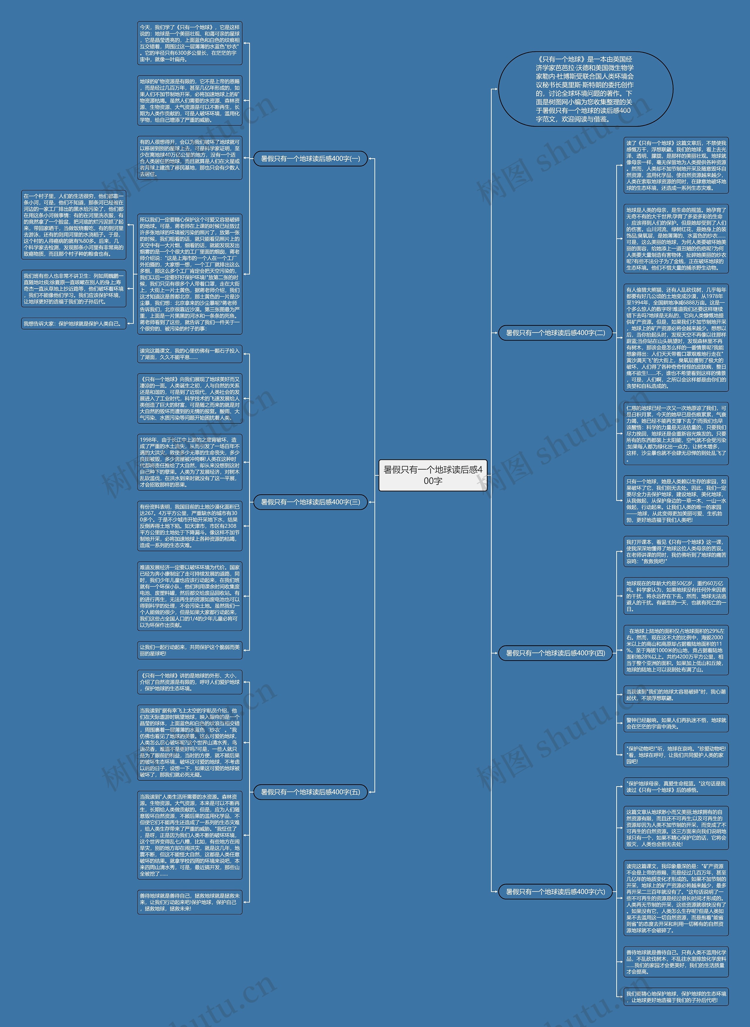 暑假只有一个地球读后感400字思维导图