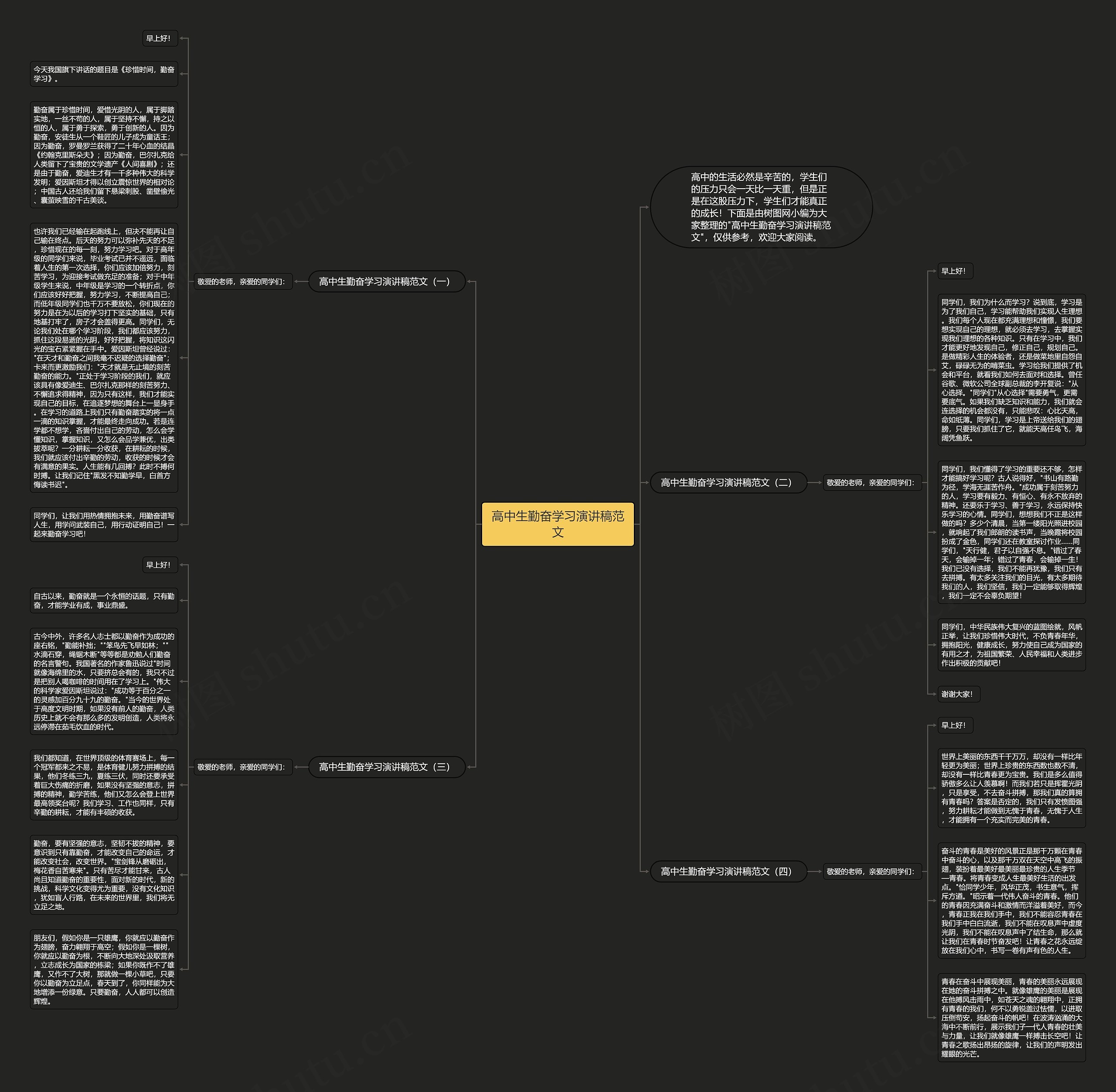 高中生勤奋学习演讲稿范文思维导图