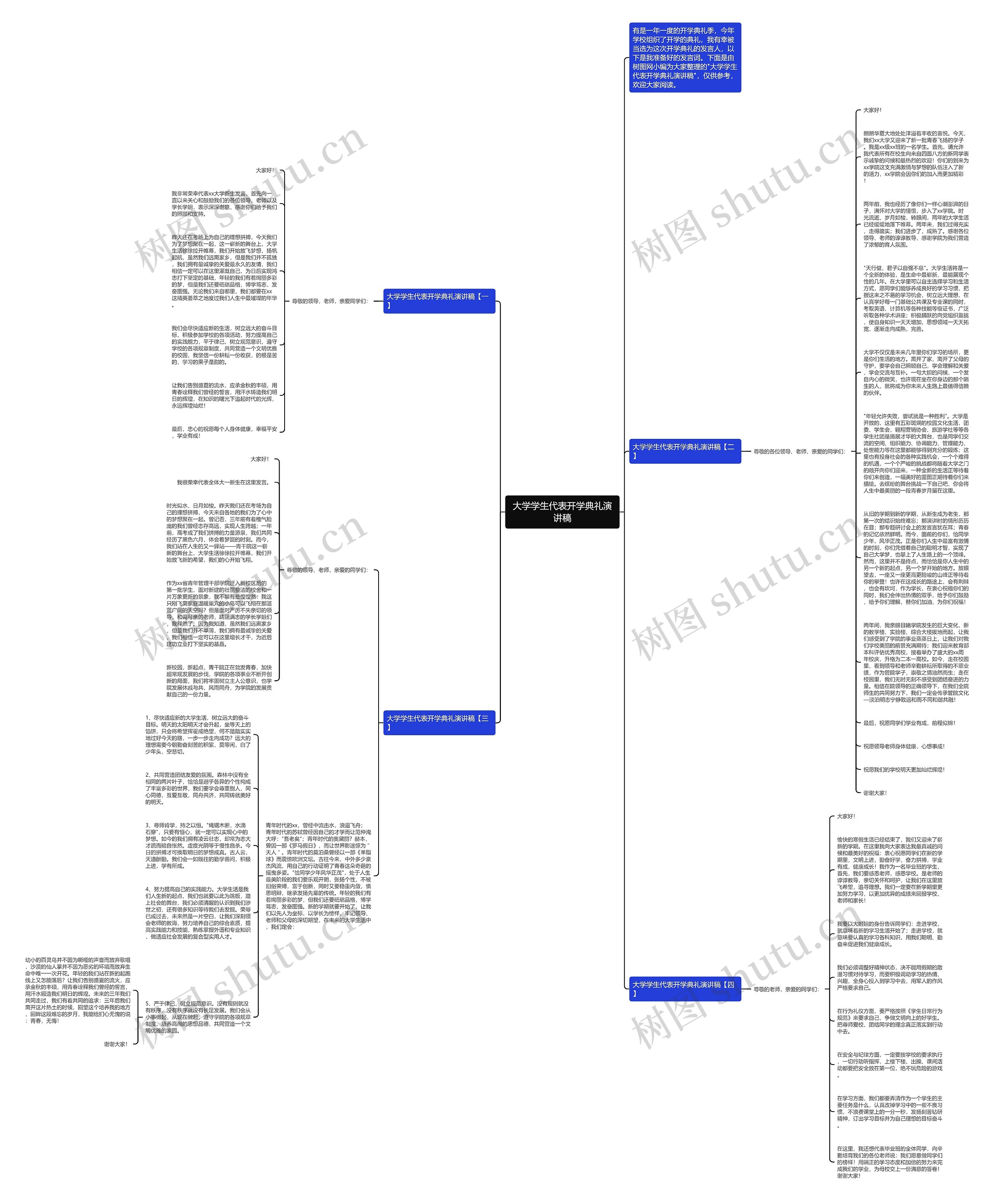 大学学生代表开学典礼演讲稿思维导图