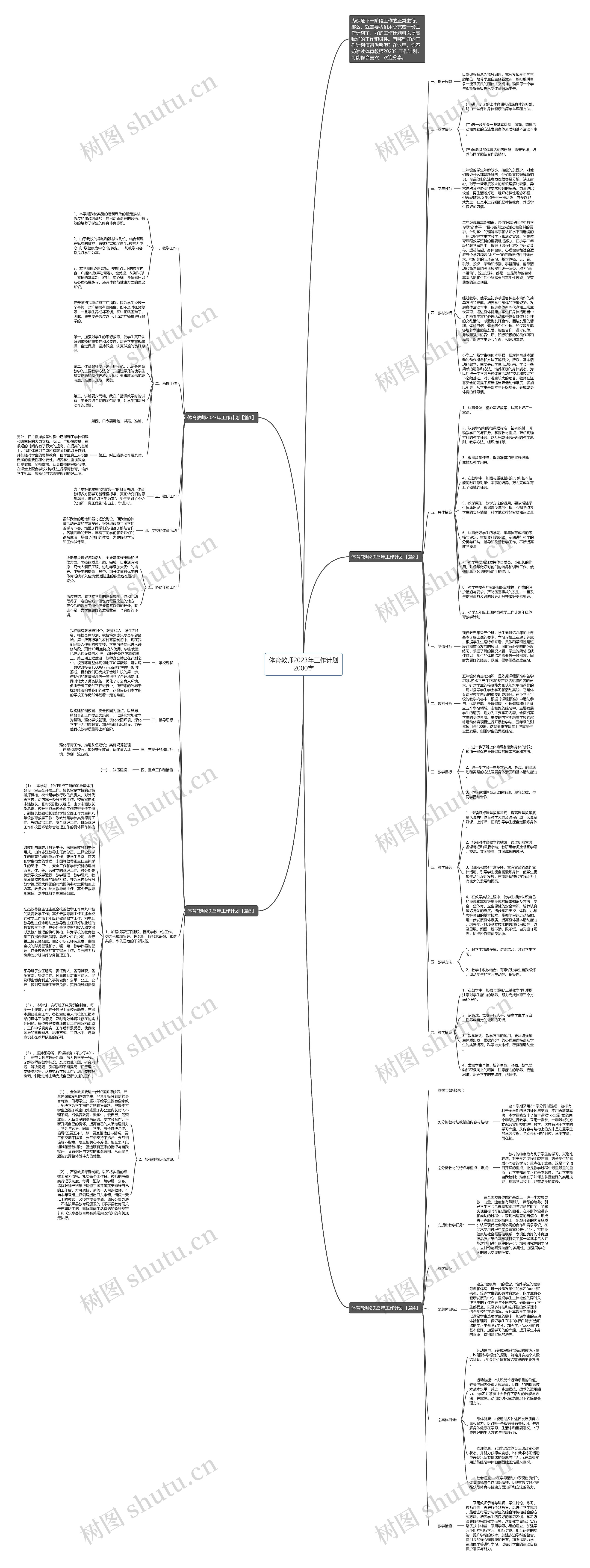 体育教师2023年工作计划2000字思维导图