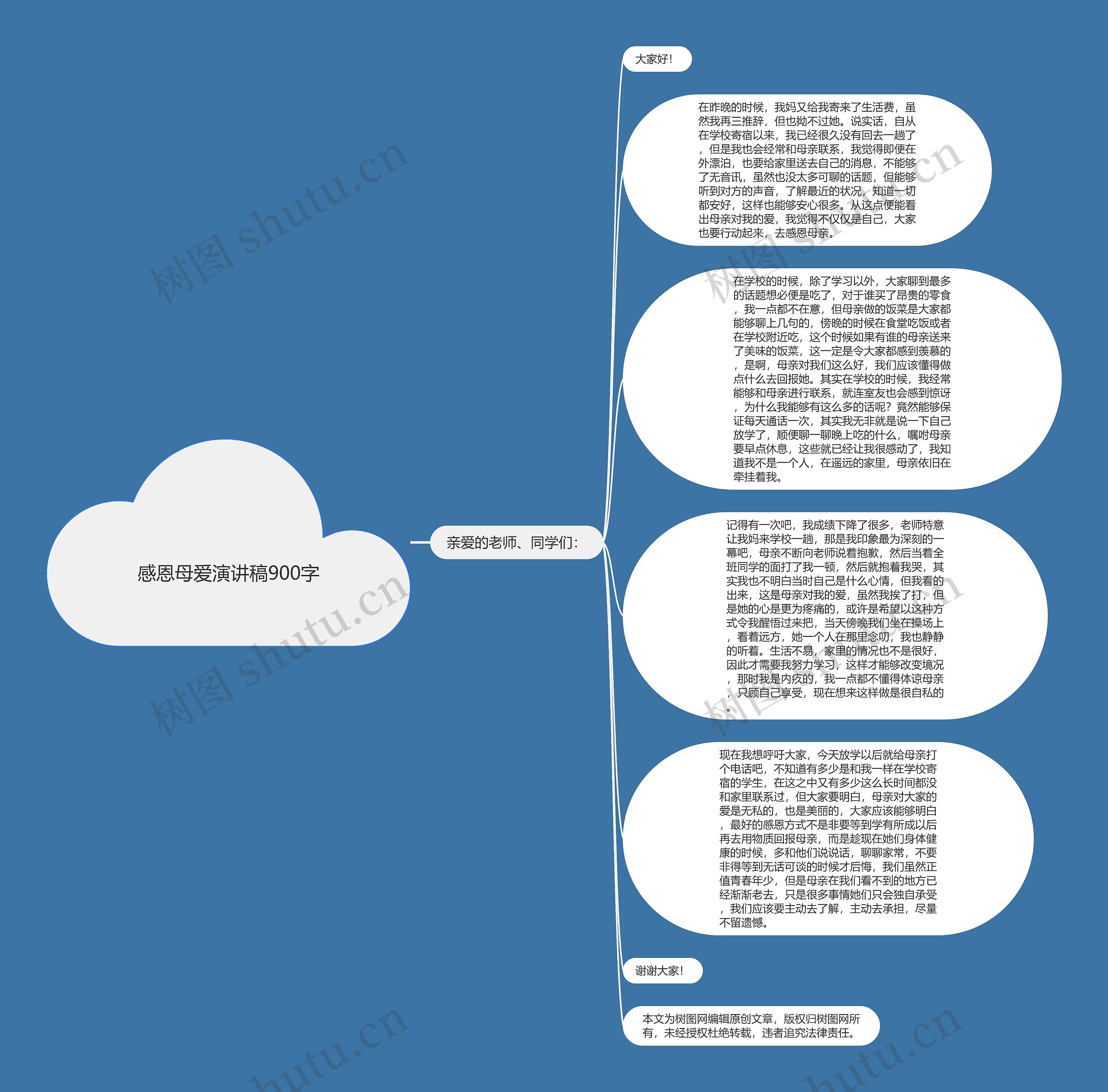 感恩母爱演讲稿900字思维导图