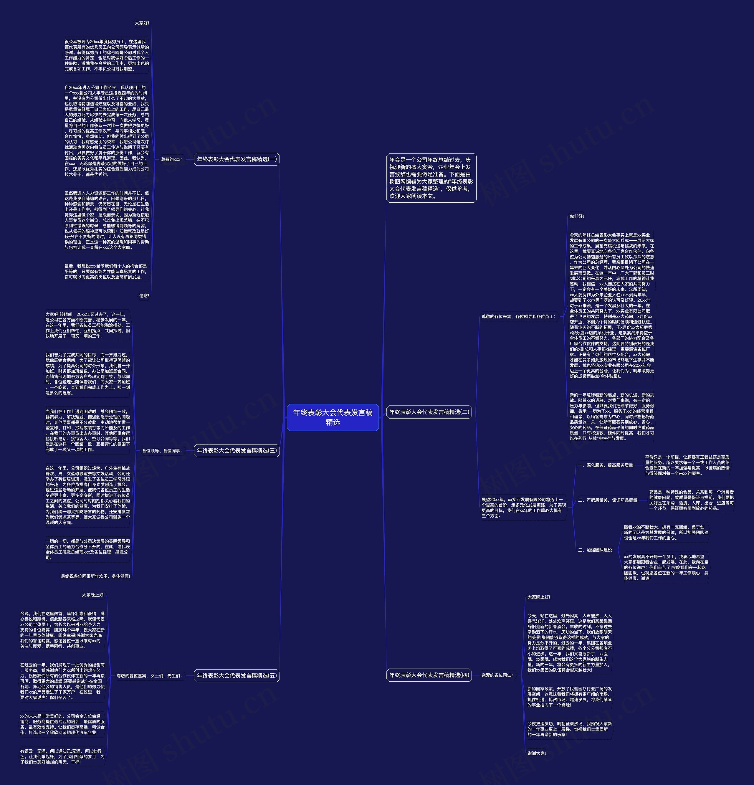 年终表彰大会代表发言稿精选思维导图