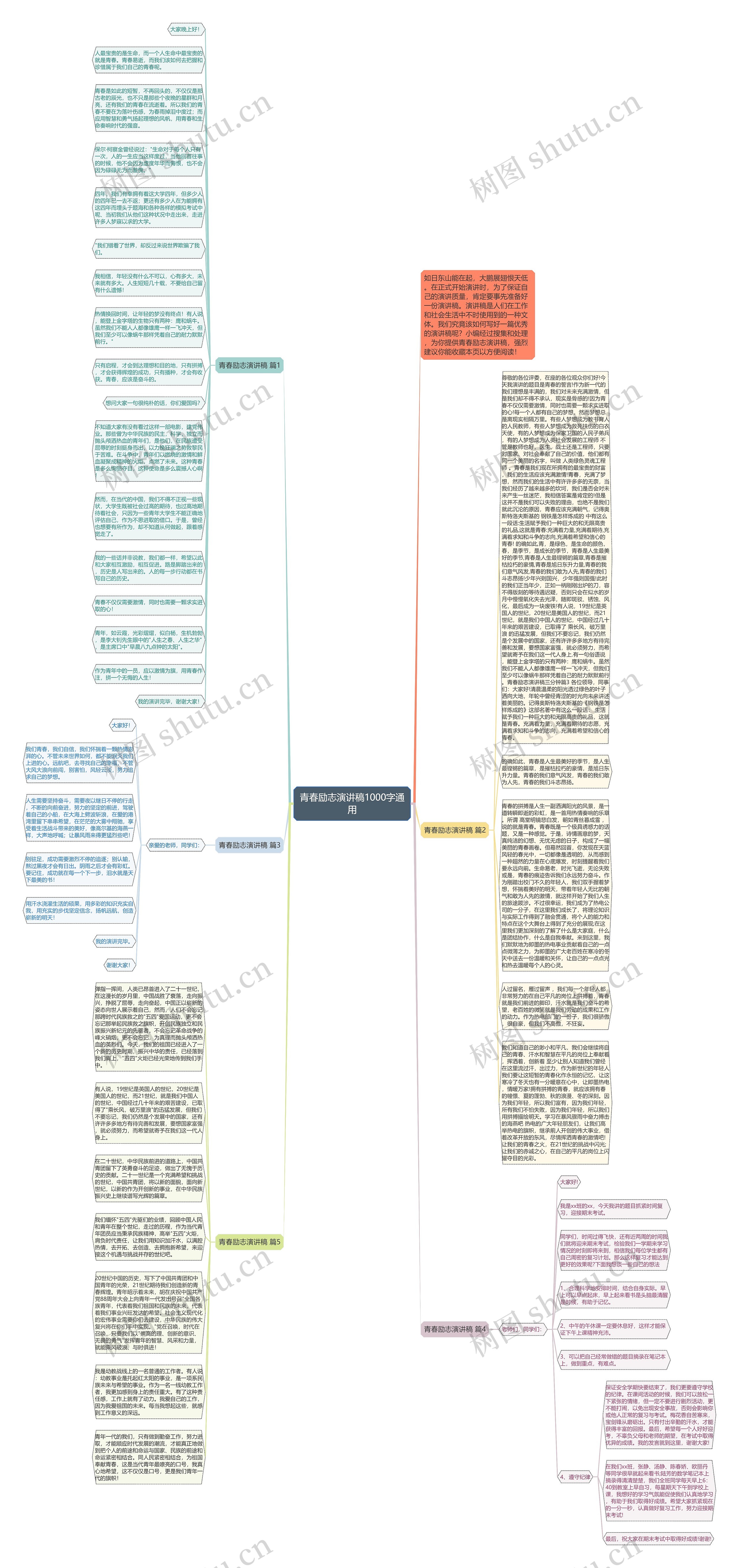 青春励志演讲稿1000字通用思维导图