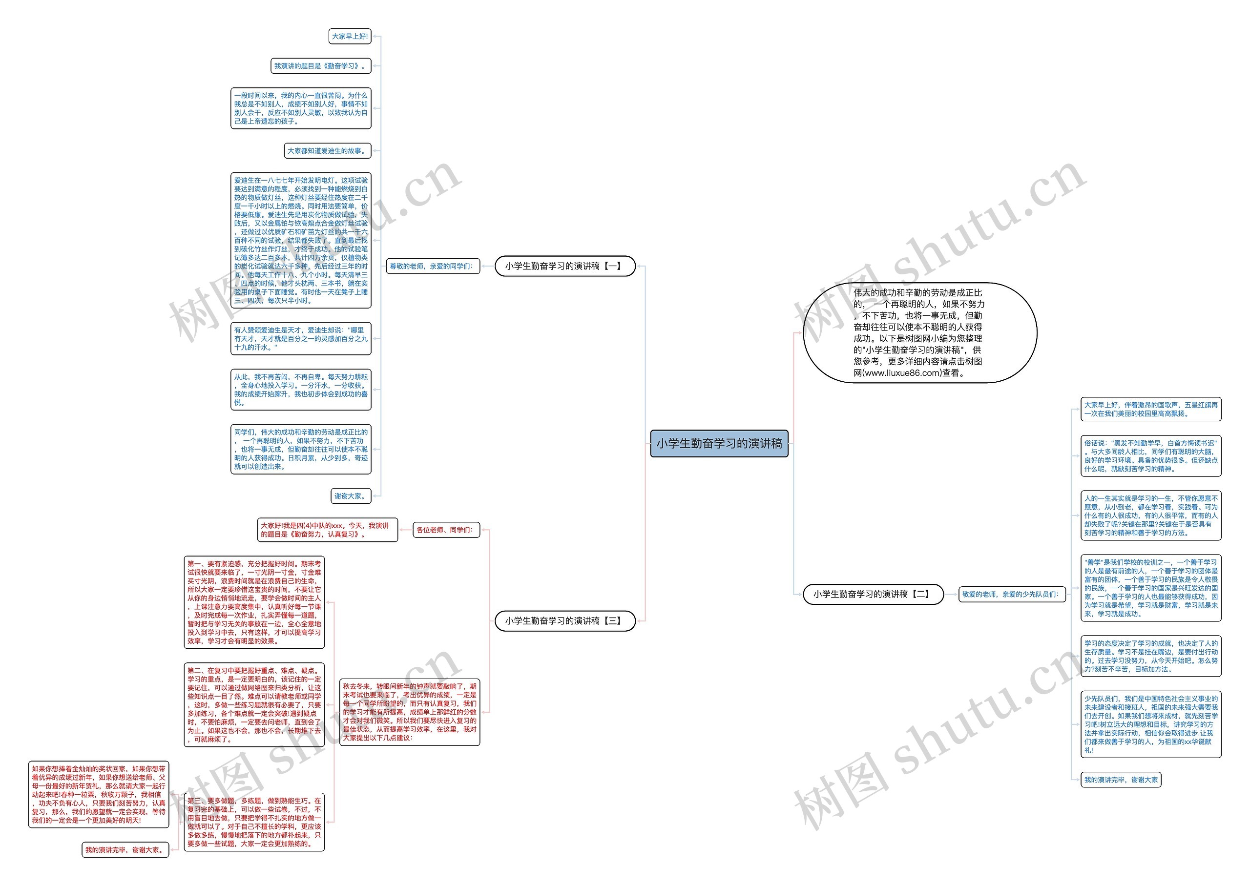 小学生勤奋学习的演讲稿思维导图