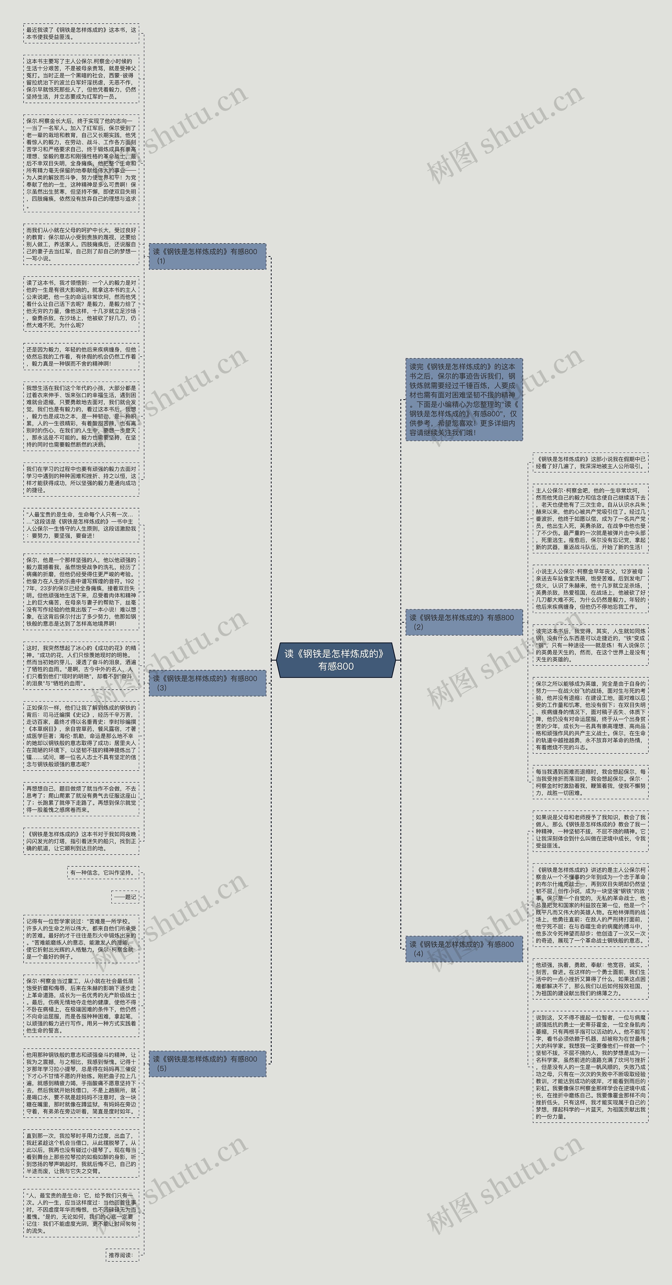 读《钢铁是怎样炼成的》有感800思维导图