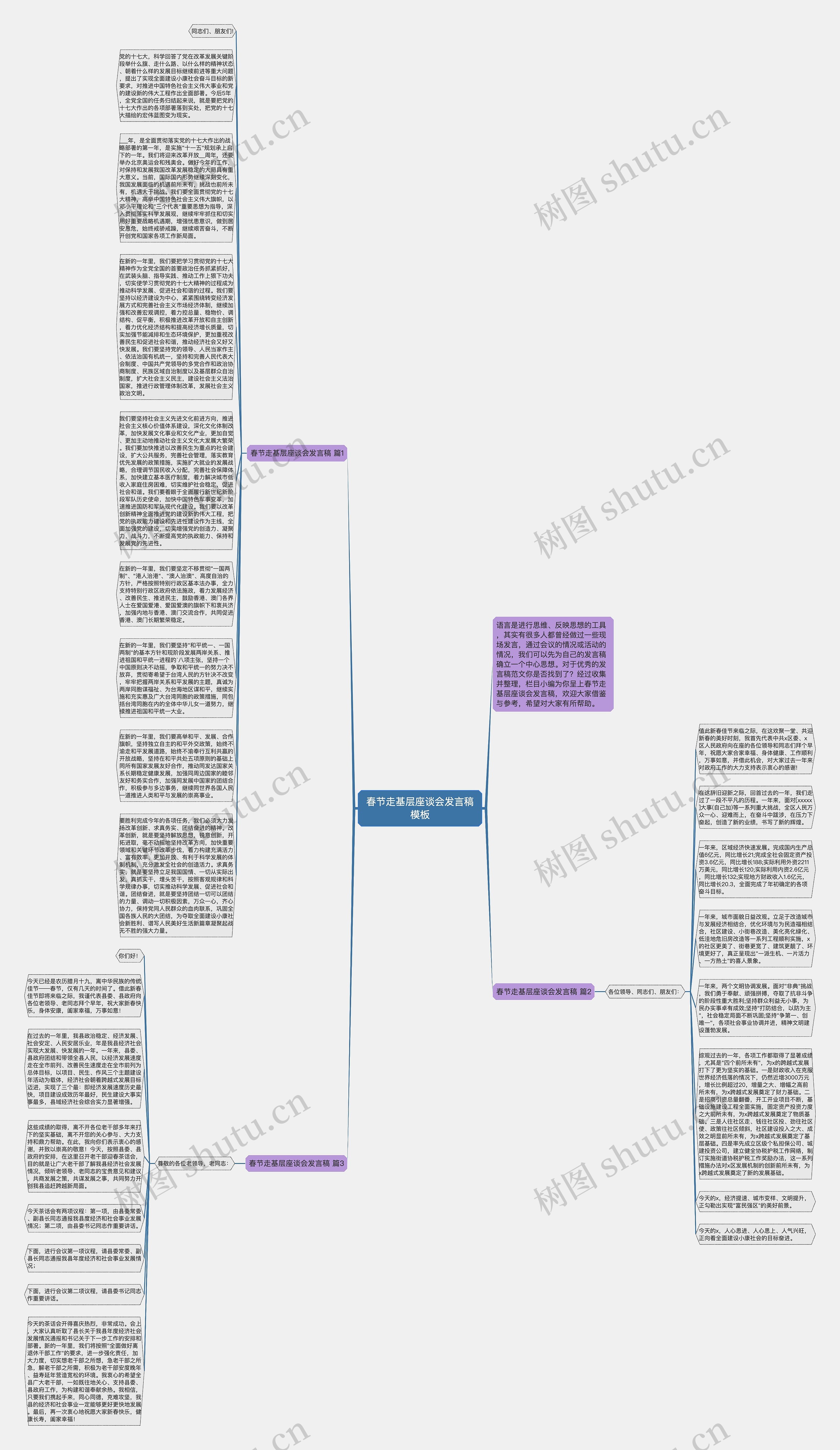 春节走基层座谈会发言稿思维导图