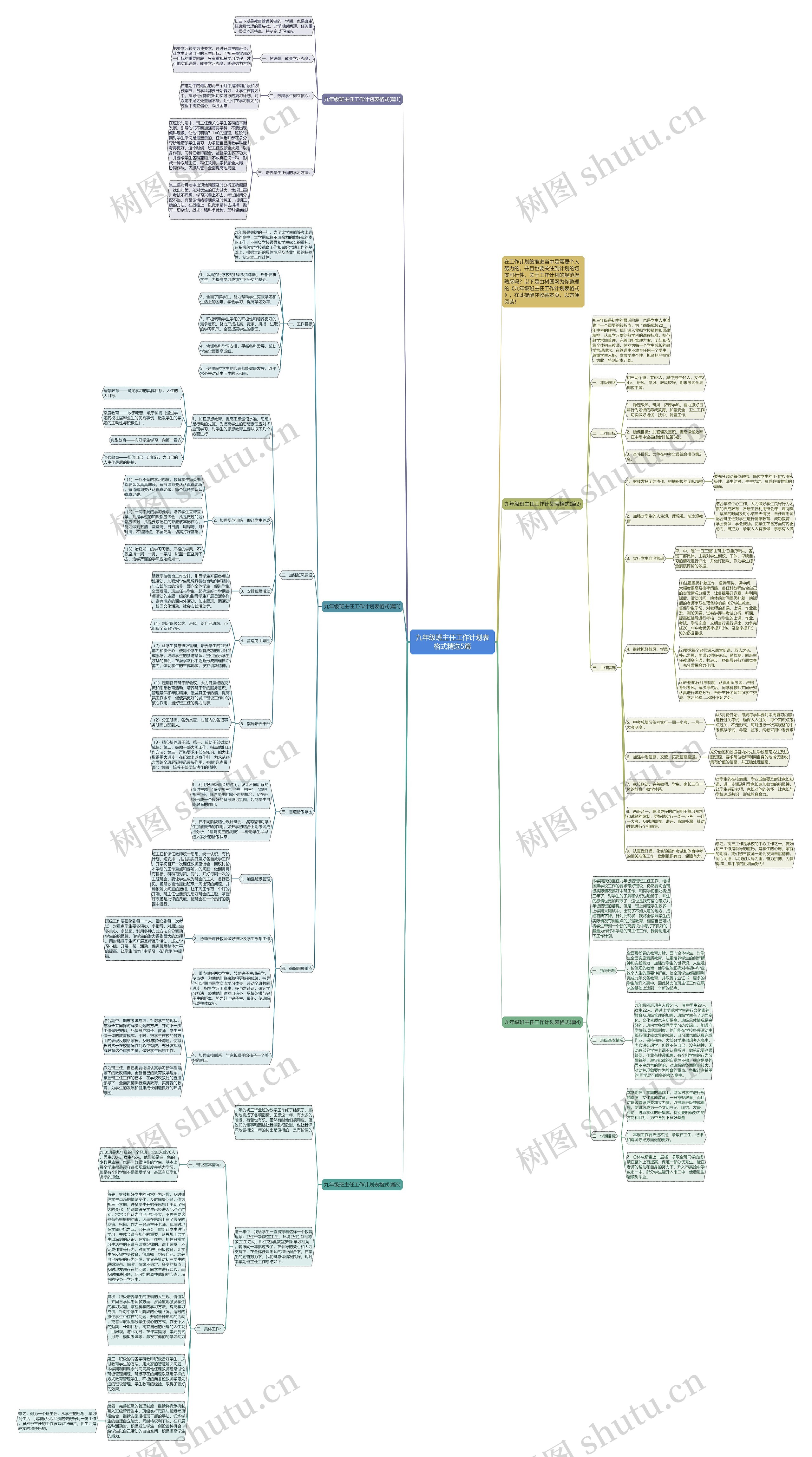 九年级班主任工作计划表格式精选5篇思维导图